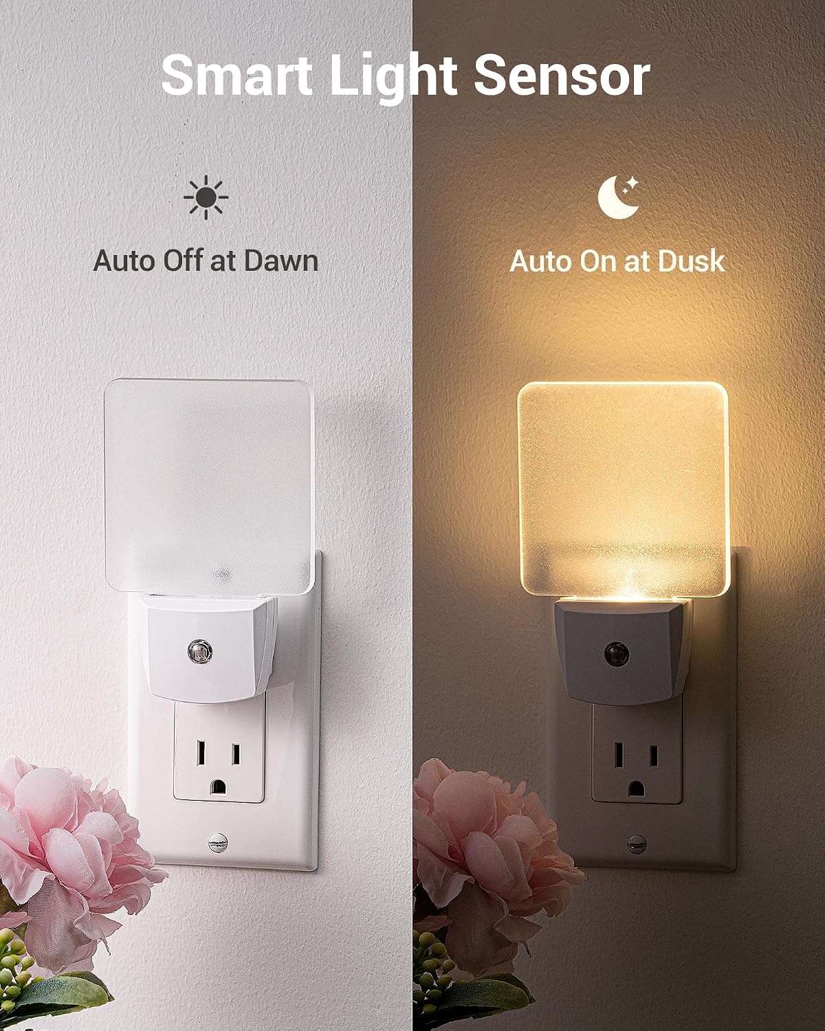 DEWENWILS Night Lights Plug into Wall, LED Night Lights Light Sensor 4 Pack