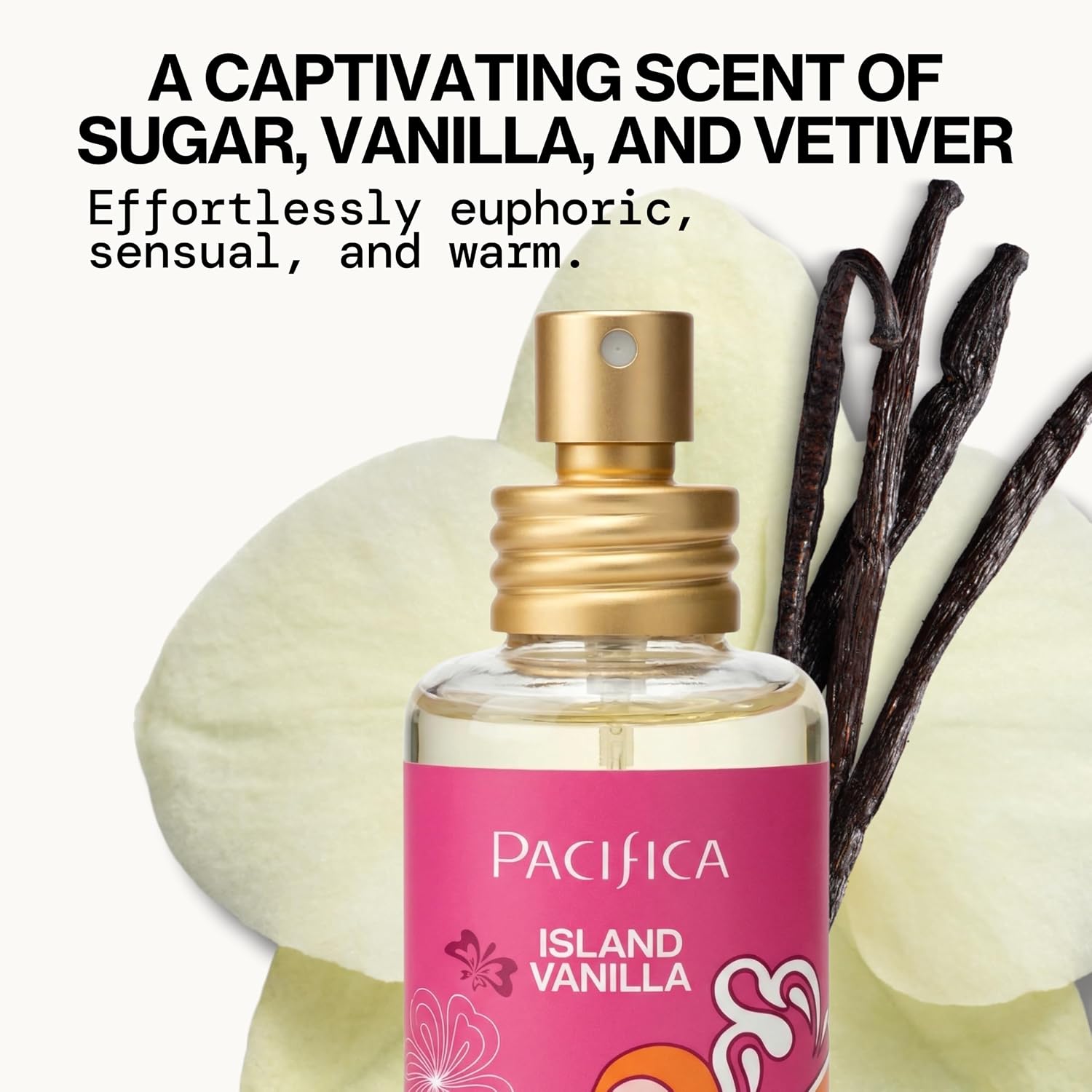 Pacifica Island Vanilla Perfume – Clean Vanilla Fragrance for Women - Warm Tropical Aroma - Long-Lasting Clean Beauty Non Toxic Scent