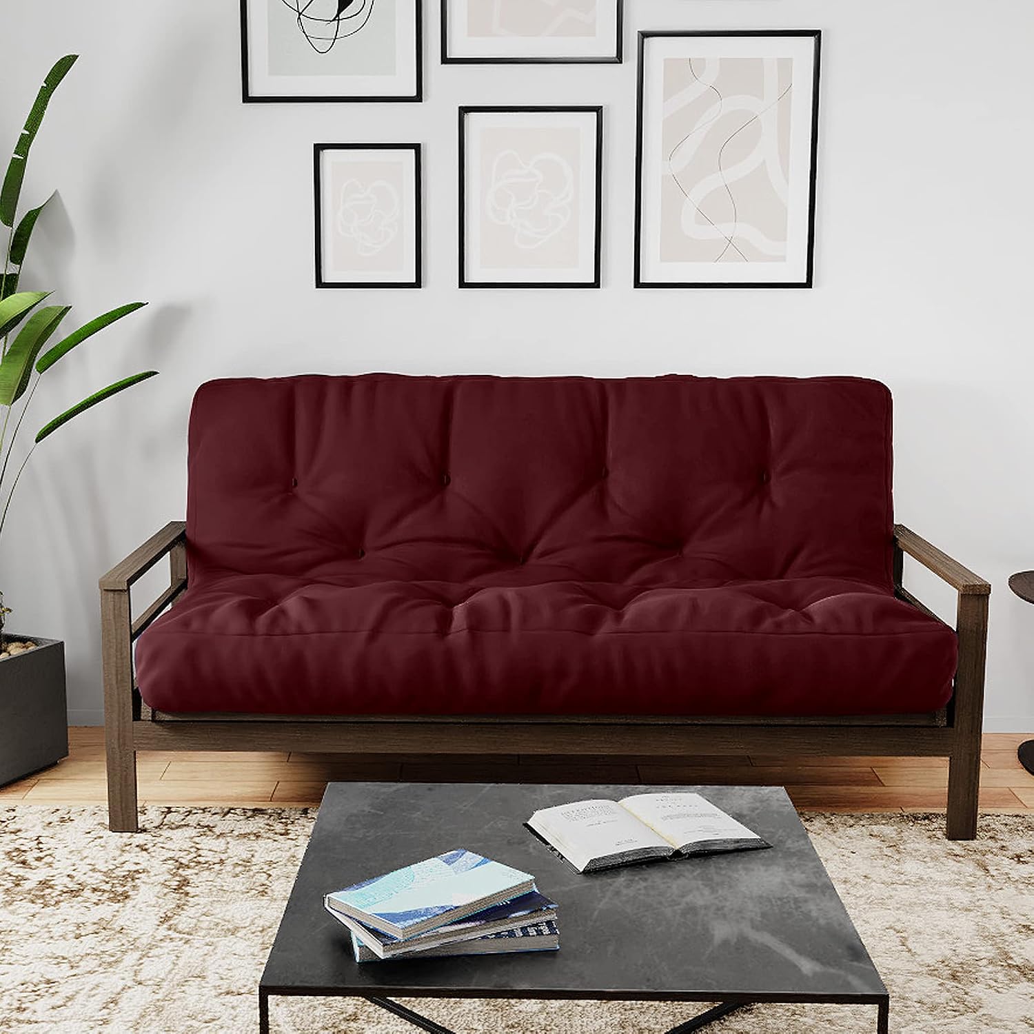 Royal Sleep Products by The Futon Factory 12 inch Foam Futon Mattress - Solid Black Fabric - Full Size - CertiPUR Certified Foams - Made in USA - (Frame not Included)