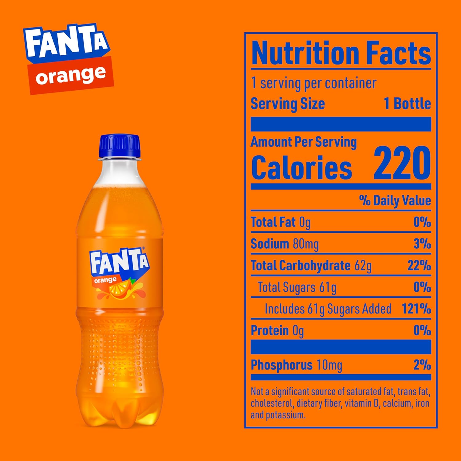 Fanta Orange Soda Soft Drink Bottles, 16.9 fl oz, 6 Pack