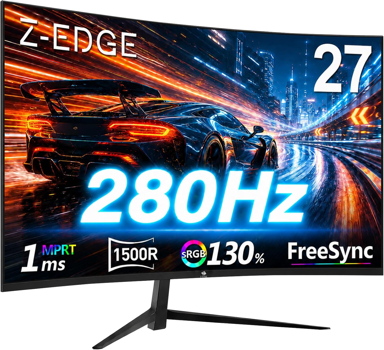 Z-Edge 34 inch WQHD 1440P Curved Gaming Monitor, 240Hz Computer Monitor | AG34P 1500R Frameless 21:9 Curved Screen, Height Adjustable, Office & Gaming, 1ms, Dual DP & HDMI, Metal Stand