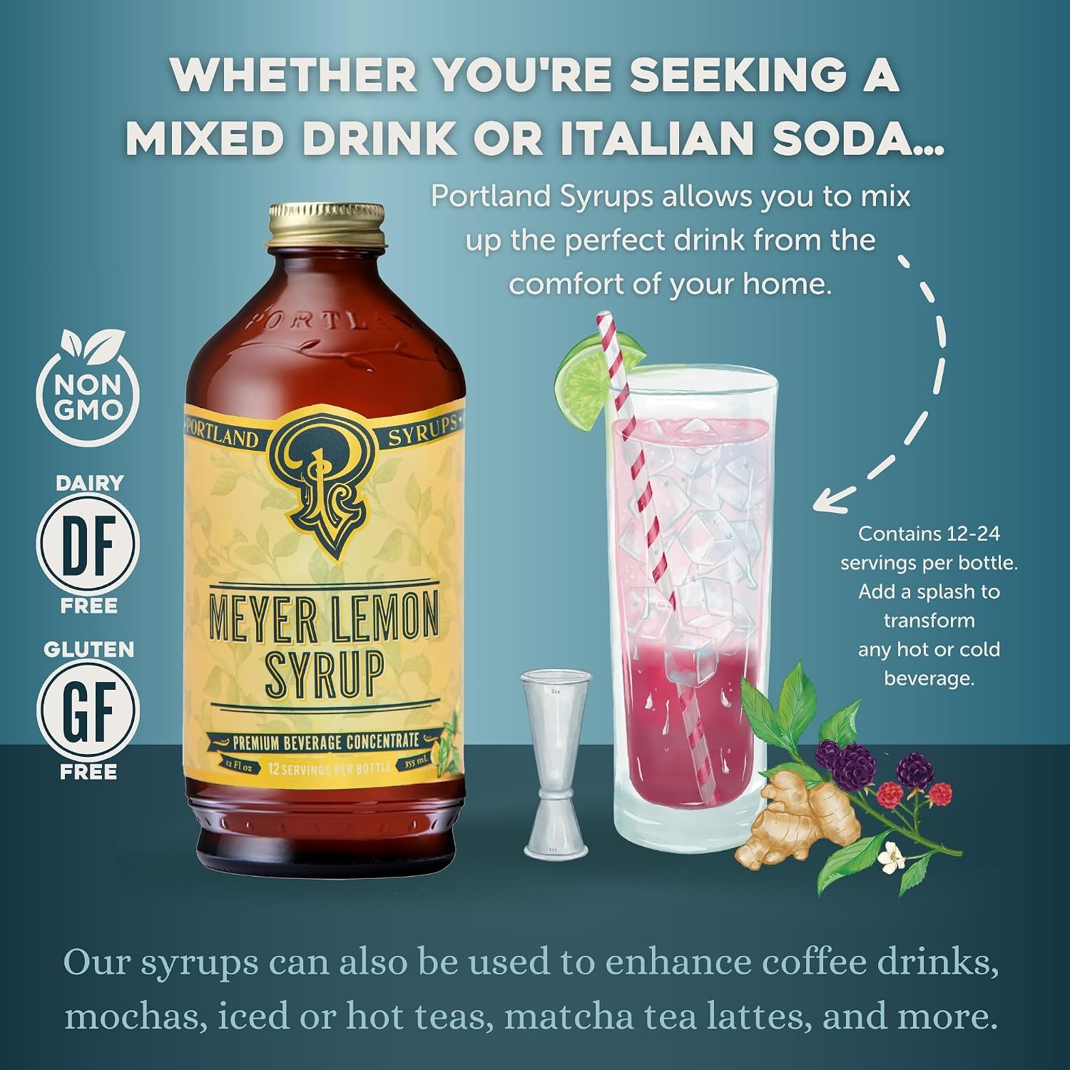 Portland Syrups Marionberry Syrup for Cocktails, 12 oz, 12 Servings