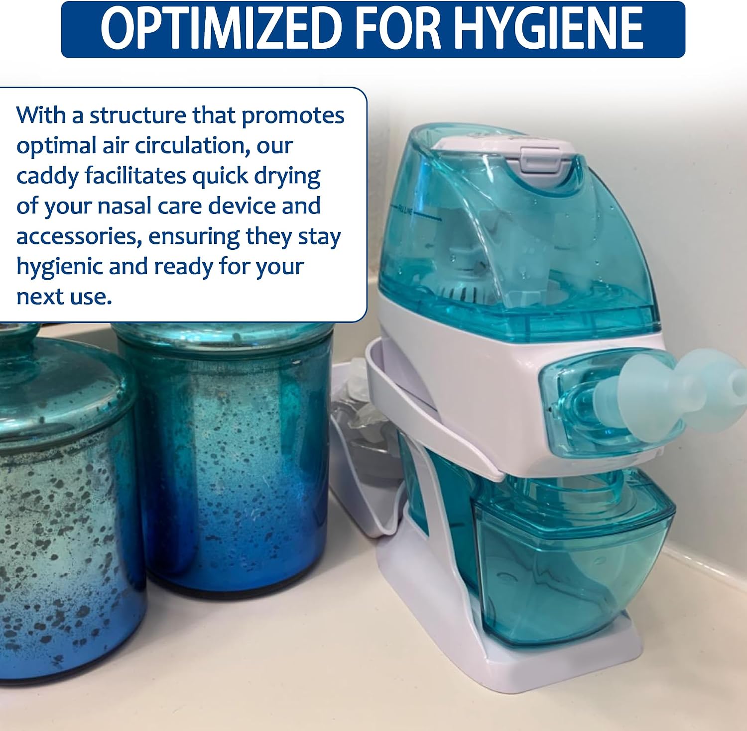 Premium Countertop Caddy Organizer for Navage Nasal Irrigation System - 3-Tier Storage for Nose Cleaning Supplies, Detachable Tray, Sleek Design - Nasal Care Accessories (Caddy Only)