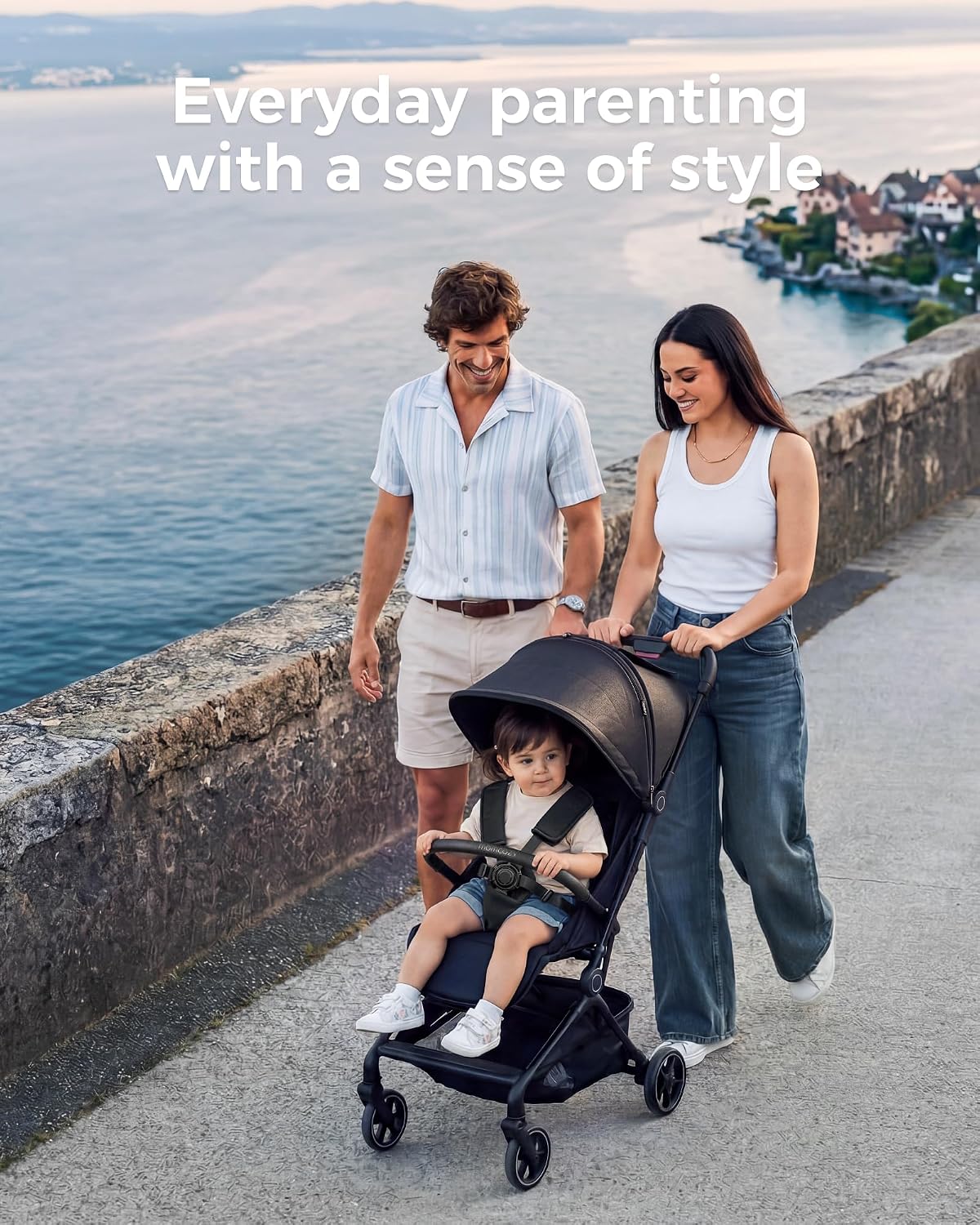 Momcozy TuckGo Ultra-Compact Travel Stroller for Toddlers, Carry-On Ready | Reclining Seat with UPF 50+ Canopy, Adjustable Leg Rest, 33 L Storage and Travel Bag Included