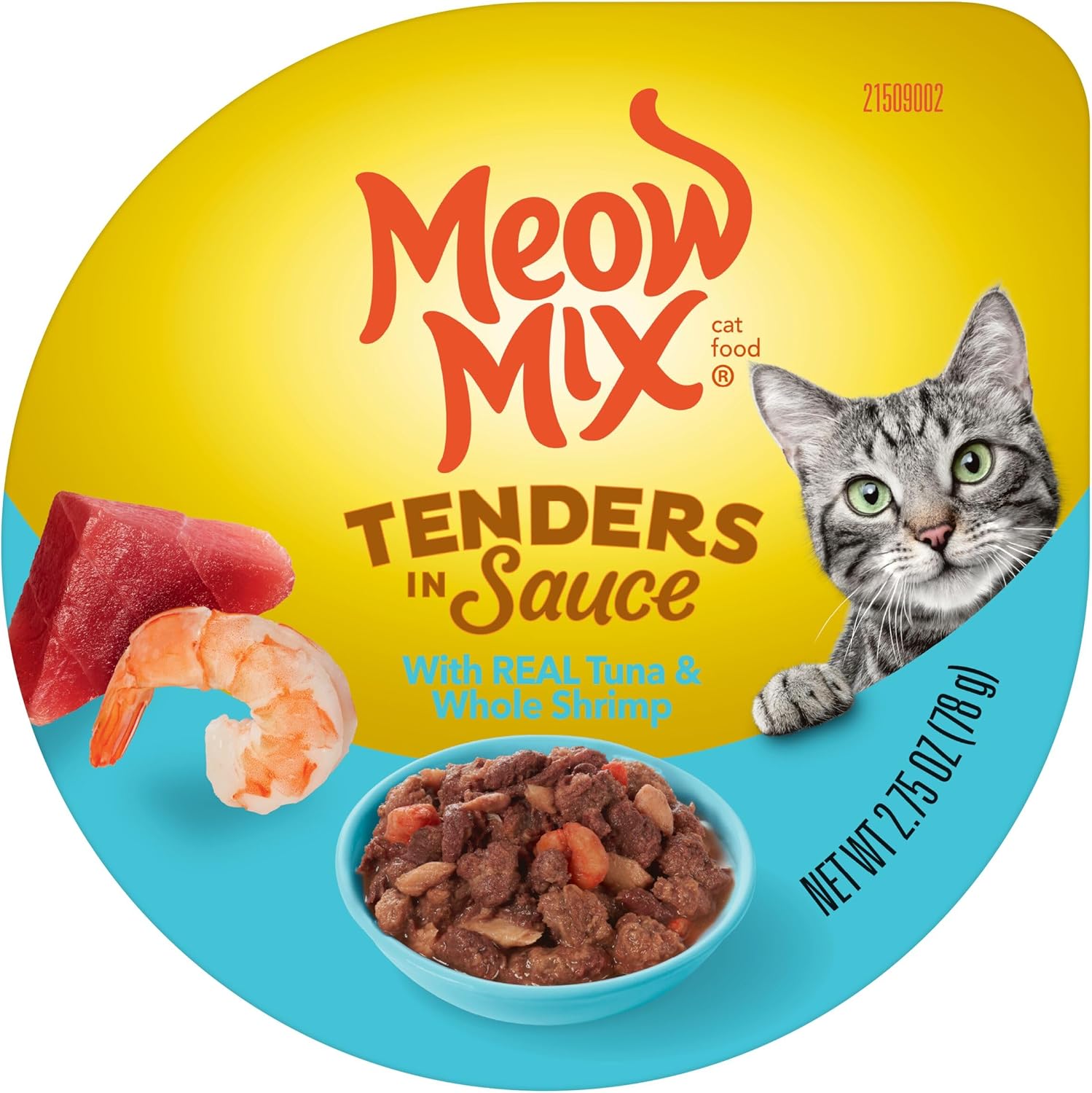 Meow Mix Tenders in Sauce, Wet Cat Food with Tuna & Whole Shrimp, 12 Cups