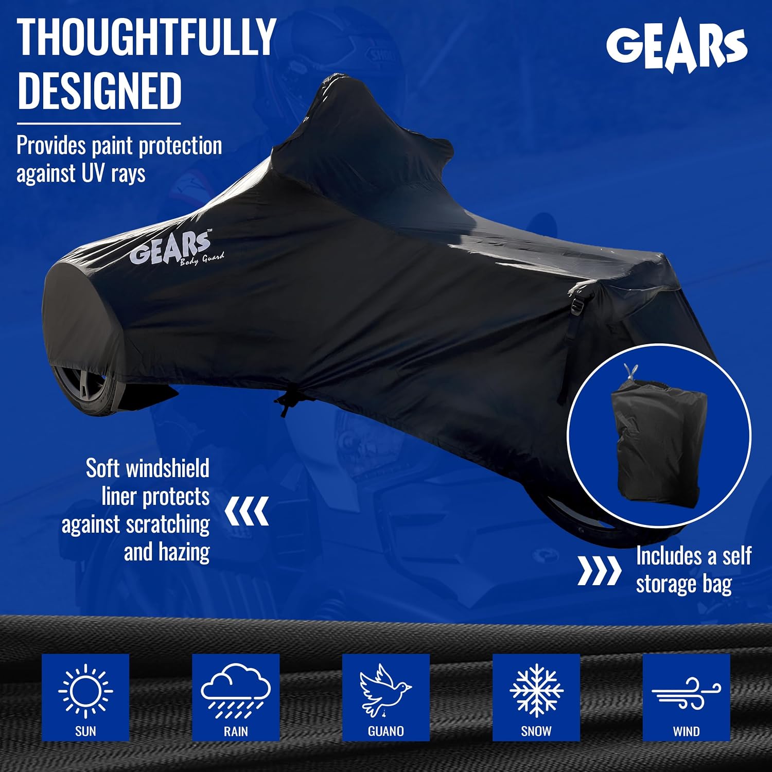 GEARS Trike Cover Compatible with Can-Am Ryker | Full Outdoor & Indoor Protection | Fits Ryker 600, 900, Sport, Rally | 2019, 2020, 2021, 2022, 2023