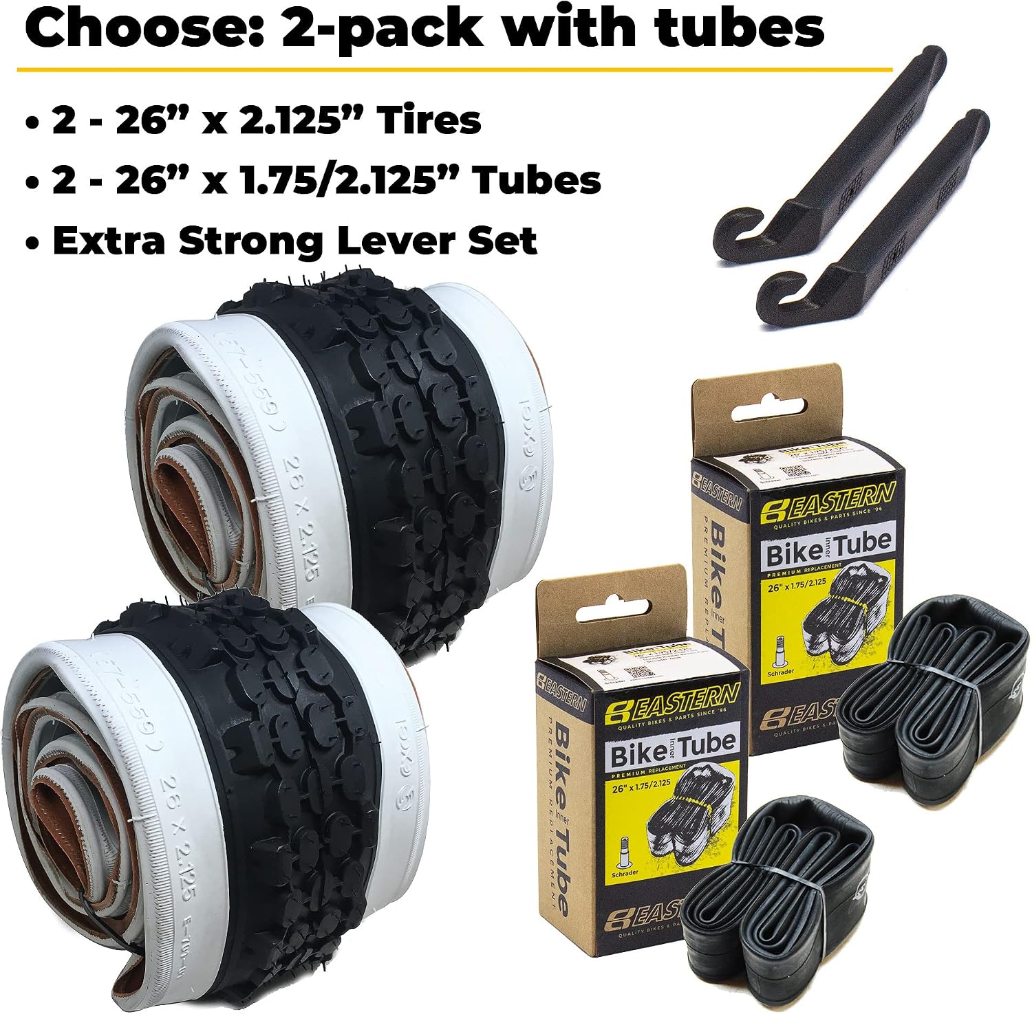 Classic White Wall Tires for Your Cruiser Wheels and Beach Cruiser Bike Accessories. 26 x 2.125 White Wall Bicycle Tires. with or Without Tubes. 1