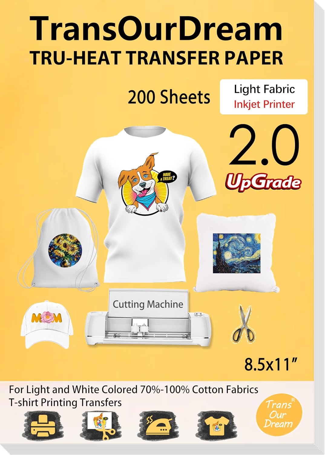 TransOurDream Upgraded Iron on Heat Transfer Paper for T Shirts (20 Sheets
