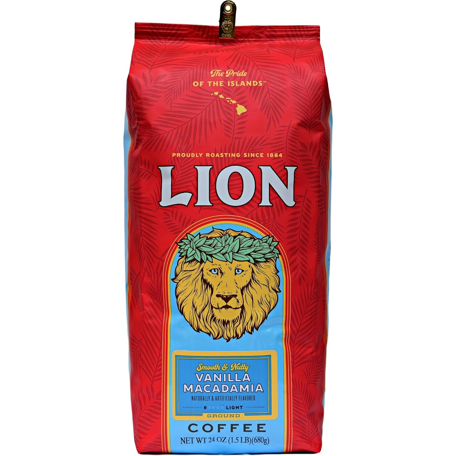 Lion Coffee 24K Gold Roast 100% Kona Ground Coffee, Medium-Light Roast, A Taste of Aloha - 7 Ounce Bag