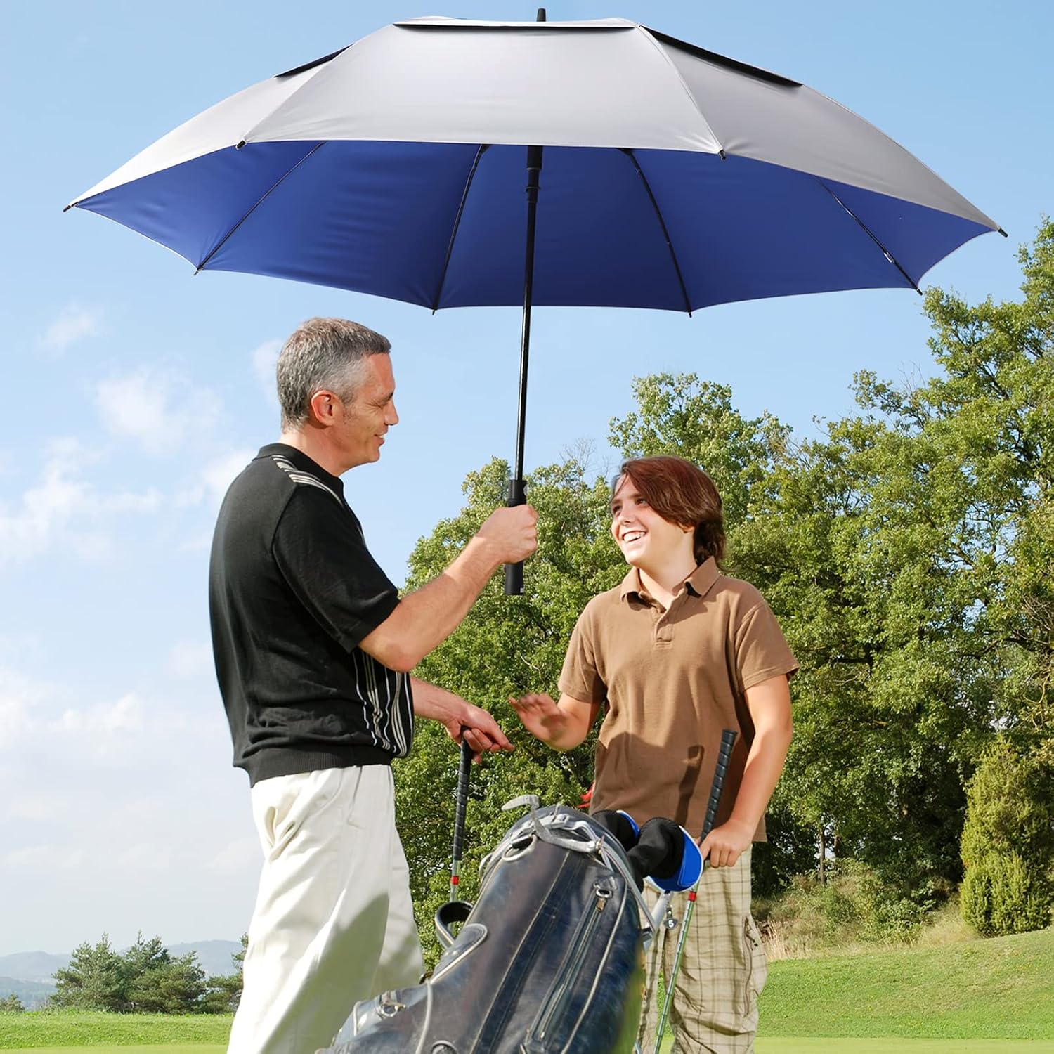G4Free UV Golf Beach Umbrella 68”Auto Open Extra Large Sun Shade Umbrellas