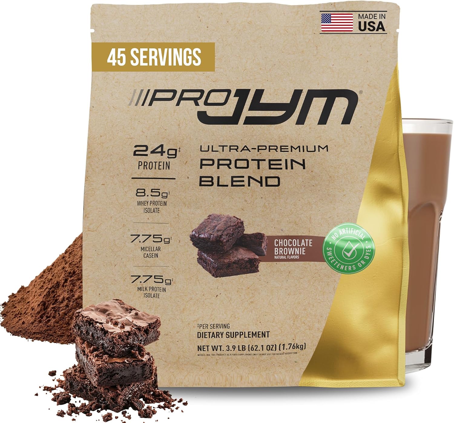 JYM Tahitian Vanilla Bean Whey & Casein Protein Powder, 1.7 lb, 22 Servings | Micellar Casein & Milk Protein Isolate, Lean Muscle Building, Pre & Post Workout Nutrition, Men & Women