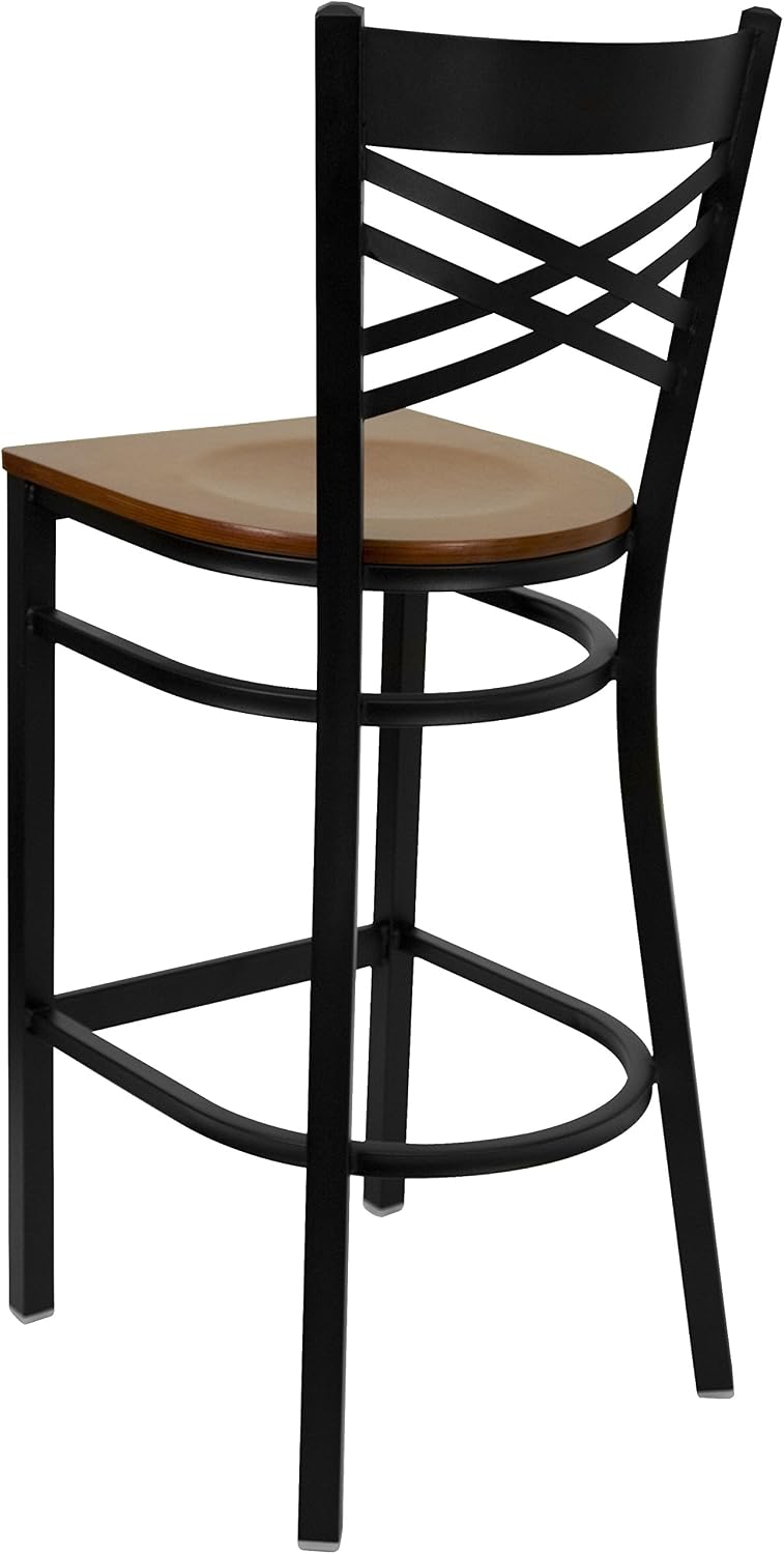 Flash Furniture Hercules Metal Restaurant Barstool, Black | X Back Style, Vinyl Upholstery, Durable Construction, Commercial Use