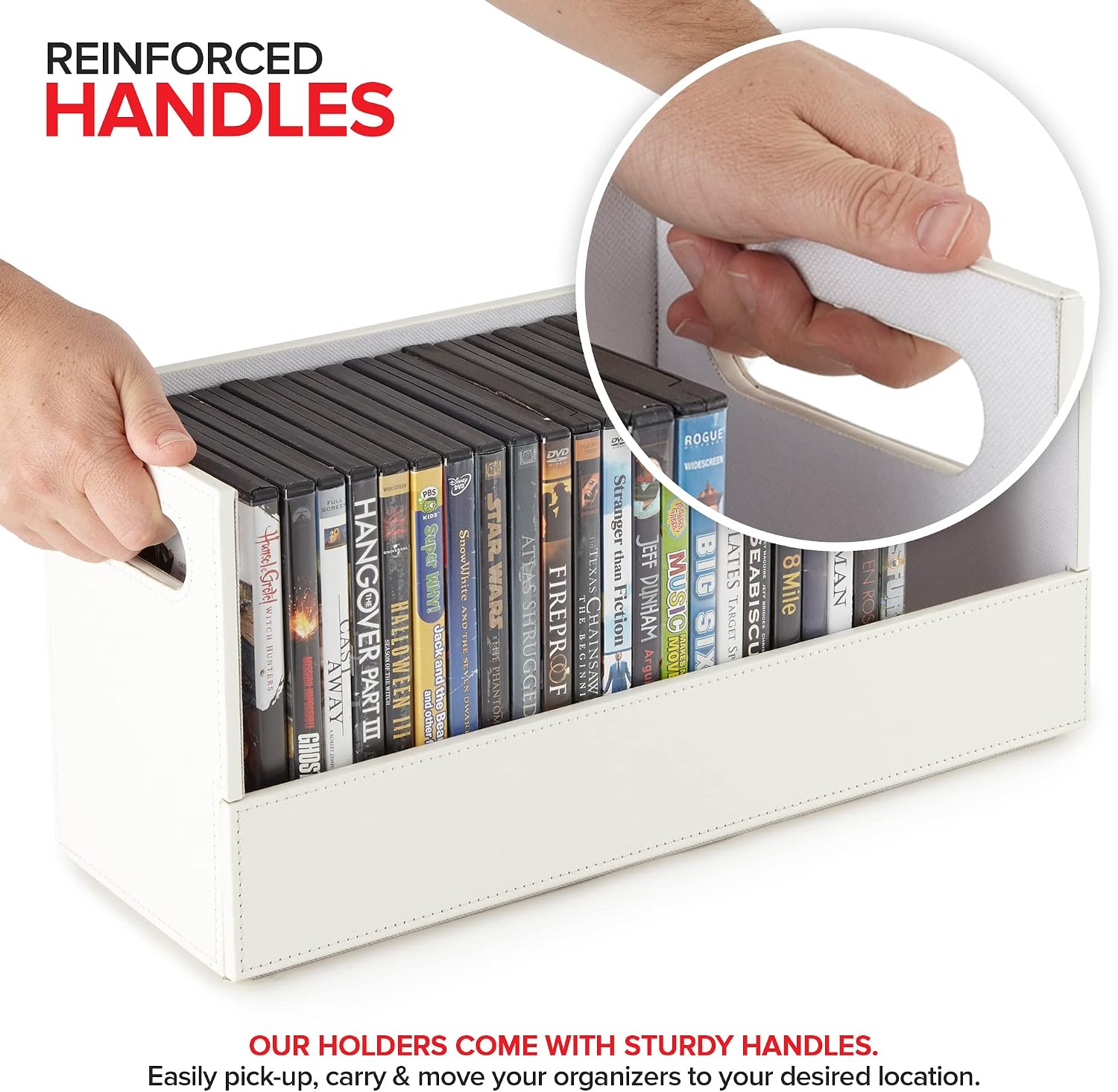 Stock Your Home DVD Storage Box, Movie Shelf Organizer for Blu-Ray, Video Game Cases, CDs, VHS Tape Display Stand, Disc Holder Can Store Up to 28 DVDs, Faux Leather (Espresso)