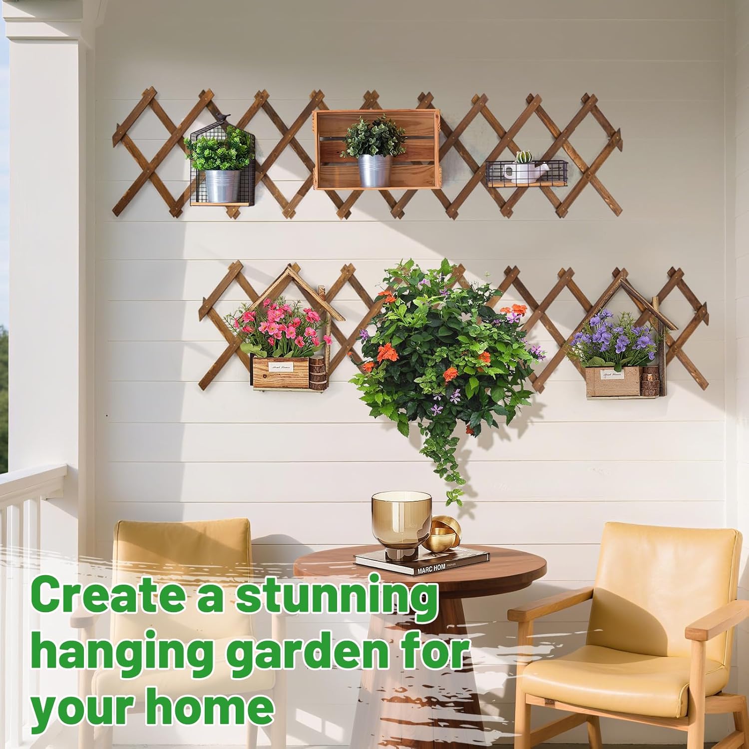2Pcs 13x78 Expandable Wood Wall Trellis for Climbing Plants Outdoor/Indoor