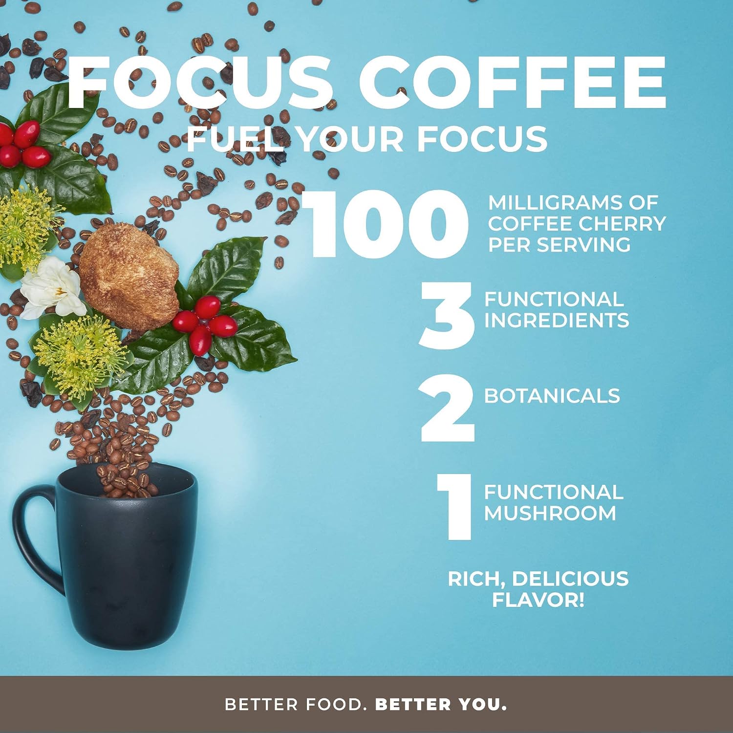 Laird Superfood Peruvian Dark Roast Coffee with Functional Mushrooms, Certified Organic Peruvian Ground Coffee Beans, Gluten-Free, Dairy-Free, Non-GMO