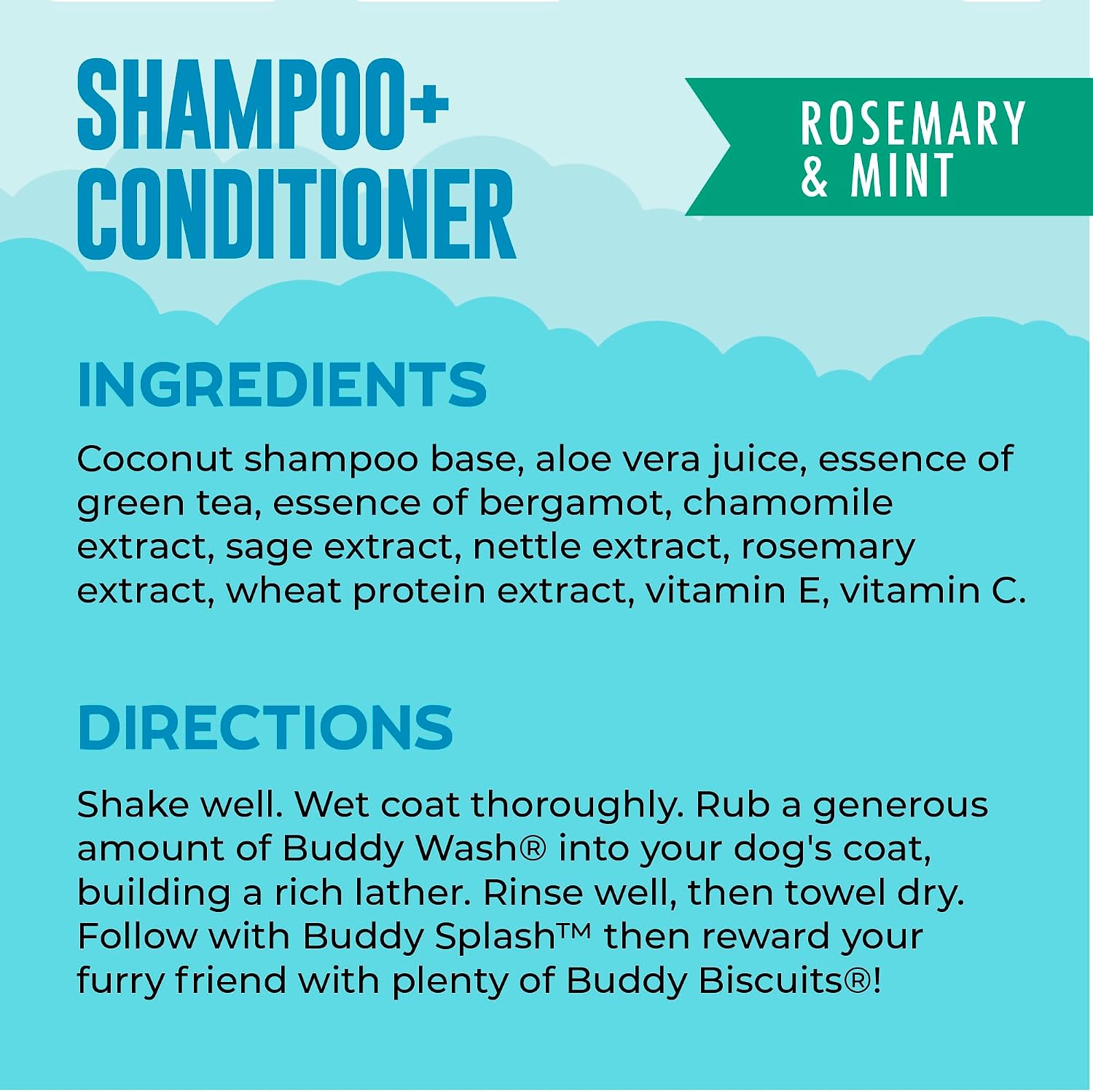 Buddy Grooming Wash 2 in 1 Dog Shampoo, Lavender & Mint, 16 oz. Bottle