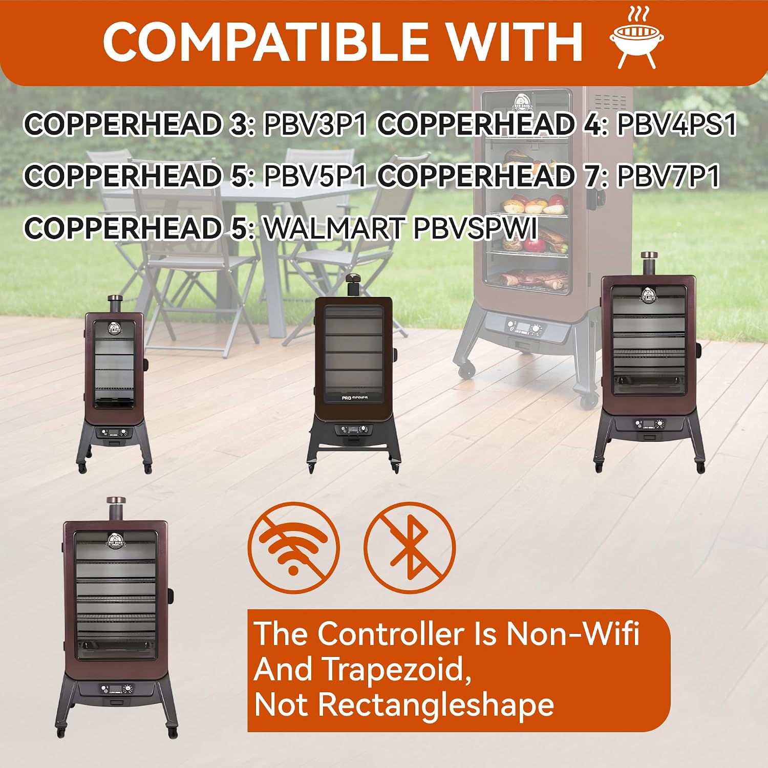 Digital Trapezoid Grill Controller Kit Thermostat Controller Board Replacement Parts Compatible with Pit Boss Vertical Pellet Smoker Copperhead