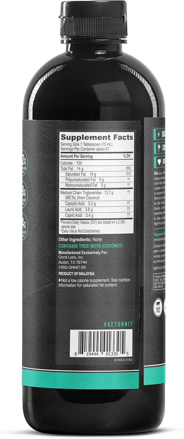 Onnit MCT Oil - Pure MCT Coconut Oil, Ketogenic Diet and Paleo Optimized with C8, C10, Lauric Acid - Perfect for Coffee, Shakes