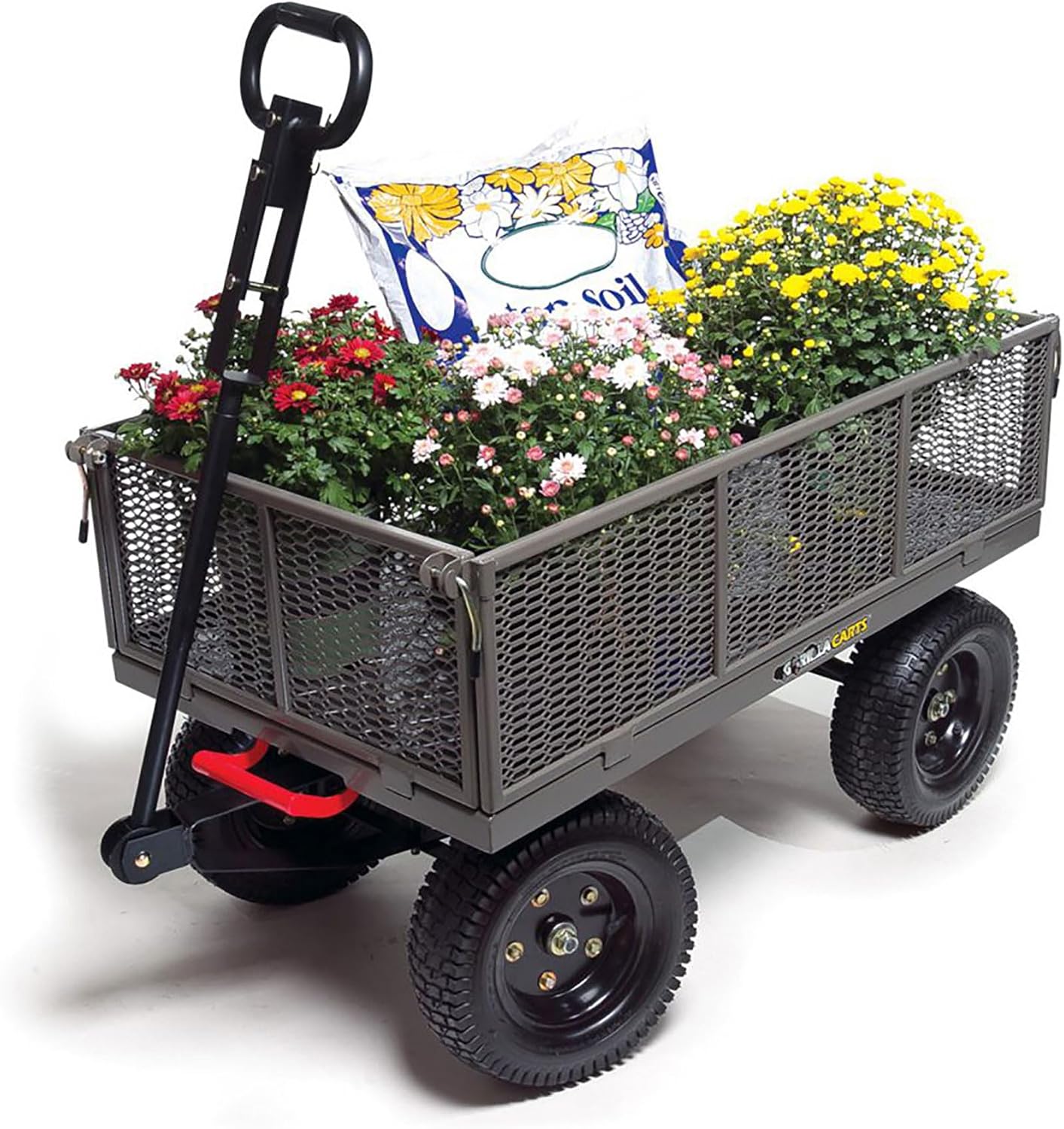 Gorilla Carts Steel Utility Garden Cart, 1200 lb. Capacity, 5 Cu Ft, Grey | 1