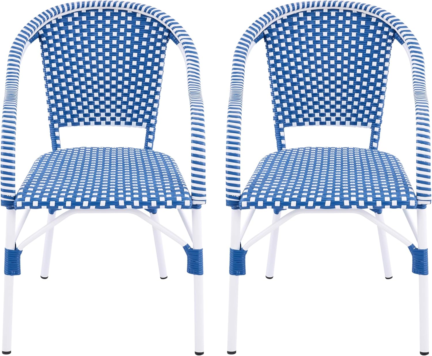 Christopher Knight Home Gwendolyn Outdoor French Bistro Chairs (Set of 4), Black + White + Bamboo Print Finish