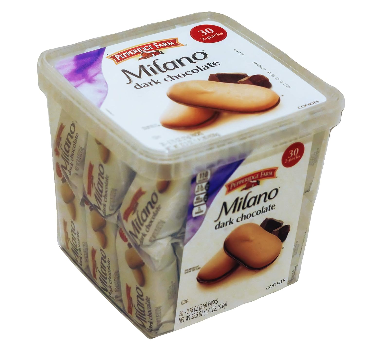 Pepperidge Farm Milano Cookies, Dark Chocolate, 20 Packs Tub, 2 Cookies Per Pack