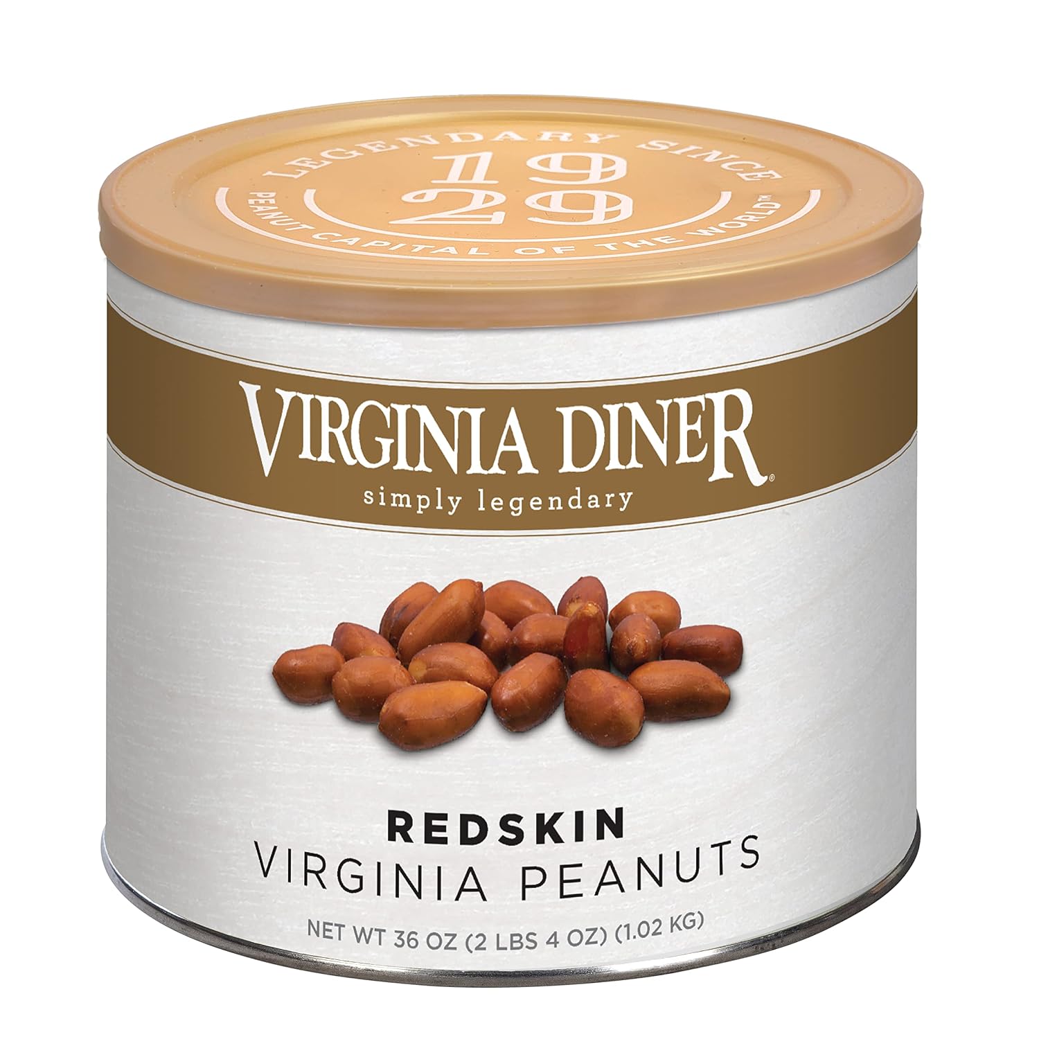 Virginia Diner Salted Virginia Peanuts - XL Gourmet Peanuts Non-GMO, Preservative Free Gifts from Virginia Since 1929-18 Oz Can