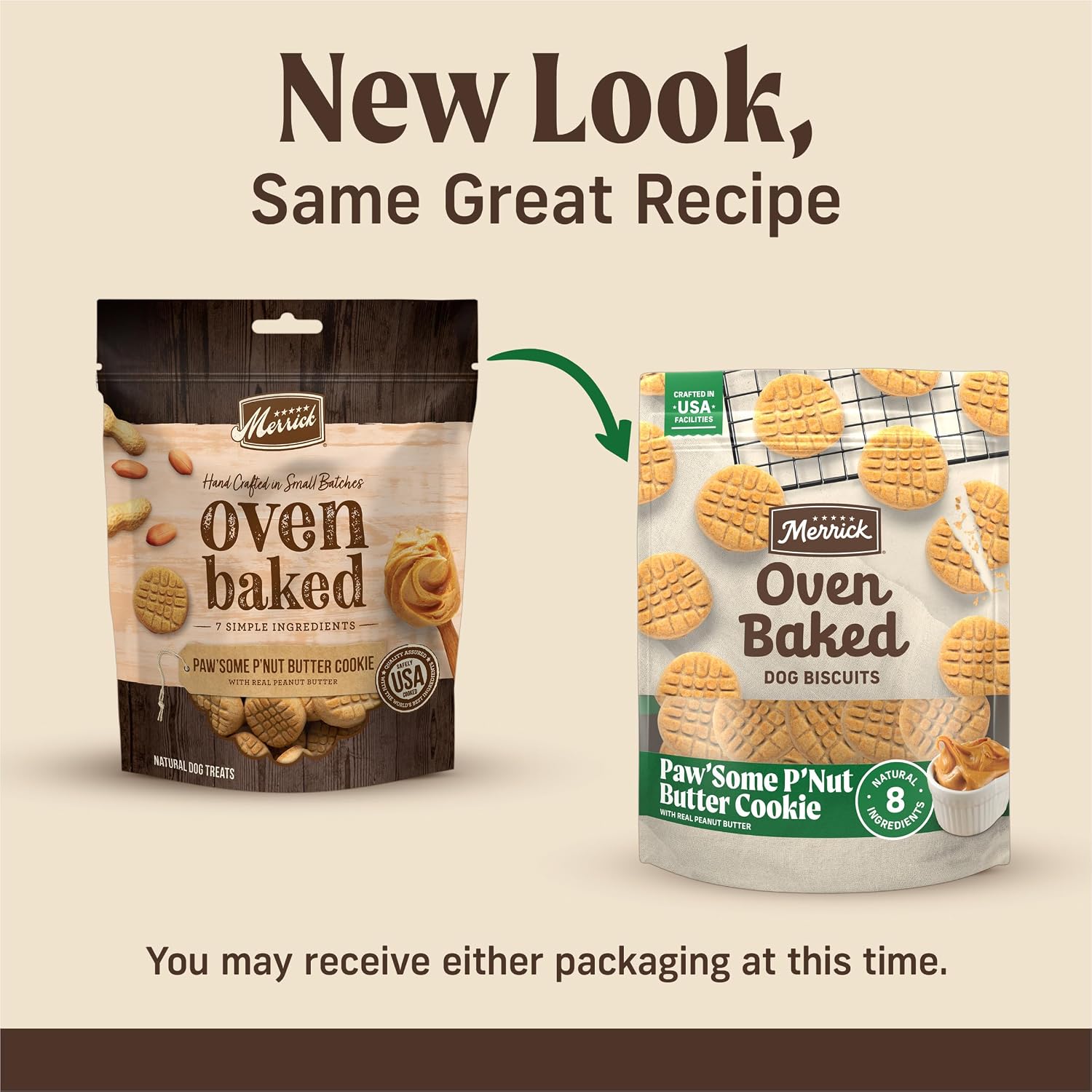 Merrick Oven Baked Dog Treats, Natural Cookies for Dogs, Paw’Some P’nut Butter Cookie with Real Peanut Butter