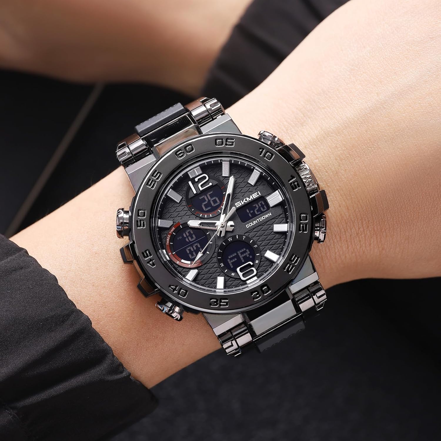 FANMIS Men's Analog Digital Sport Watch Military Dual Display 50M LED Watch | Men's Dual Display Sports Watches With Led Backlight Alarm Stopwatch 12/24h Time Outdoor Running Swimming