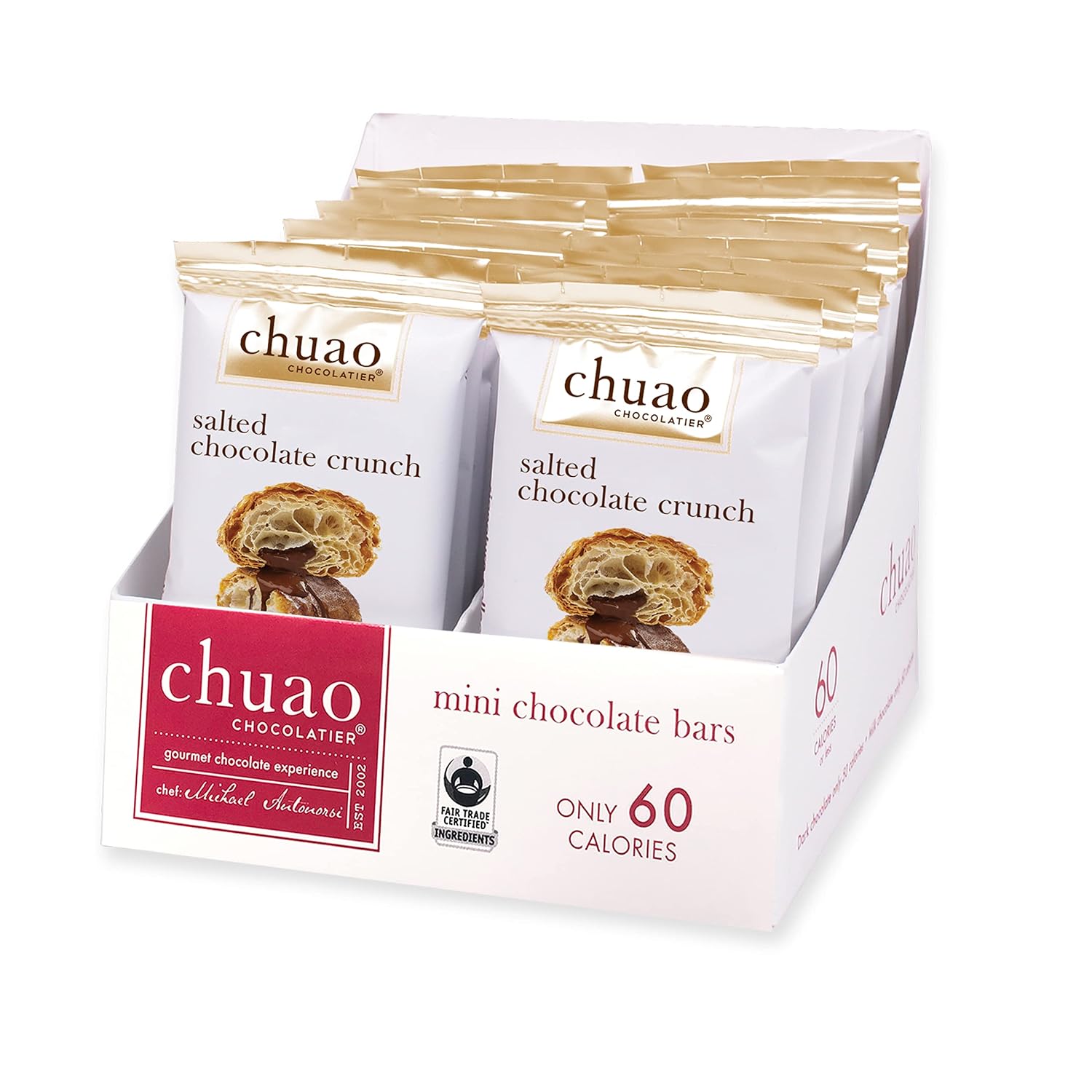Chuao Chocolatier Salted Chocolate Crunch Dark Chocolate Mini Gourmet Chocolate Bar, 24-Ct. (0.39 oz. each)