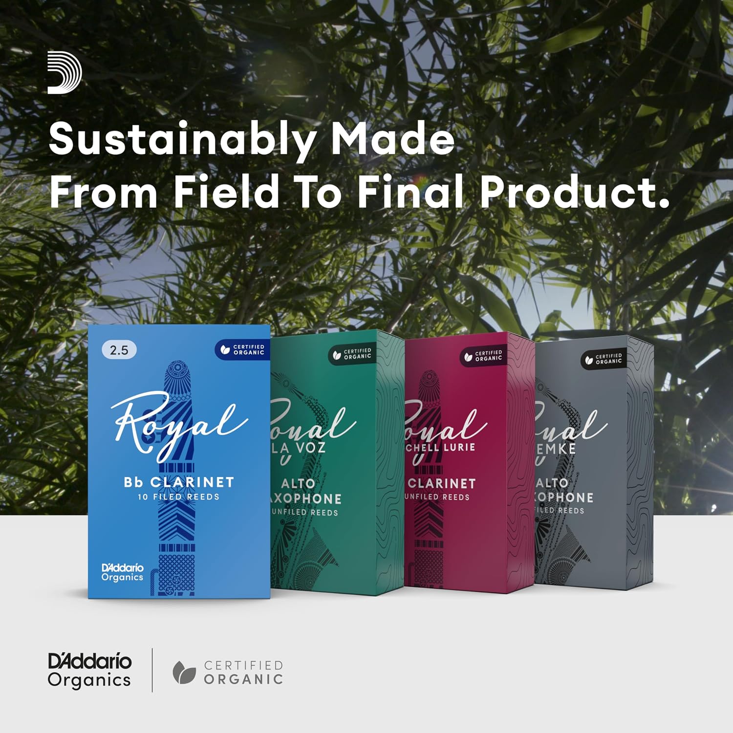 D'Addario Organics Royal Alto Saxophone Reeds Strength 1.5, 3-Pack