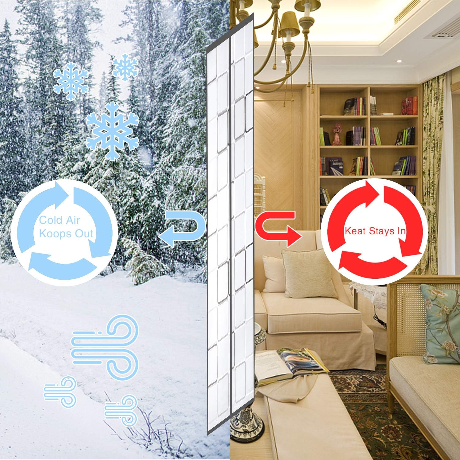 Insulated Door Curtain, Thermal Magnetic Self-Sealing EVA Door Screen Winter Stop Draft Keep Cold Out Door Cover for Kitchen, Bedroom