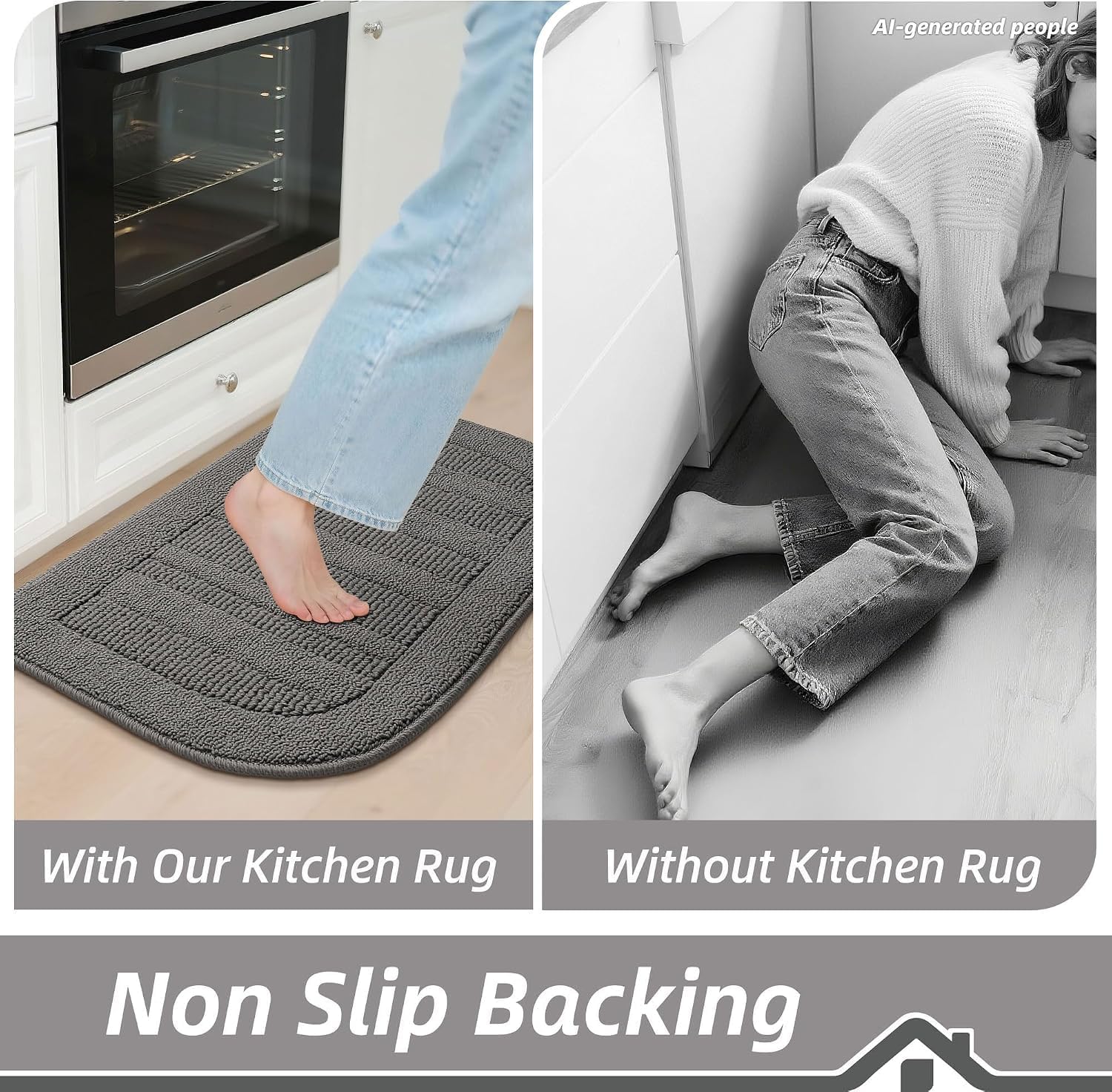 BEQHAUSE 30x18 Inch Kitchen Rugs Non Slip Washable Kitchen Sink Rug, Green