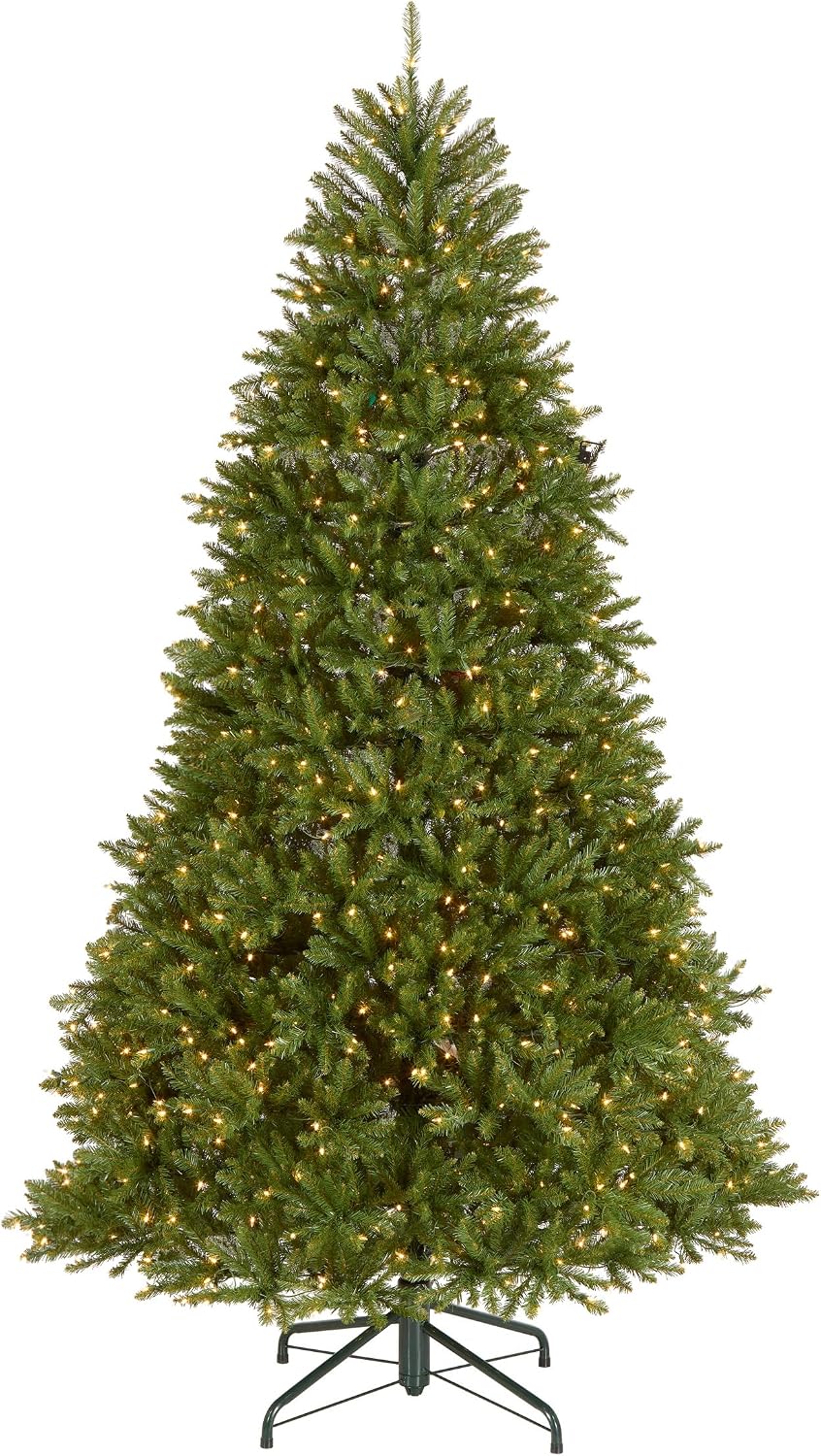 National Tree Company 7ft Pre-Lit Dunhill Fir Artificial Christmas Tree | 700 Clear Lights, 2,144 Tips, Includes Stand, Green