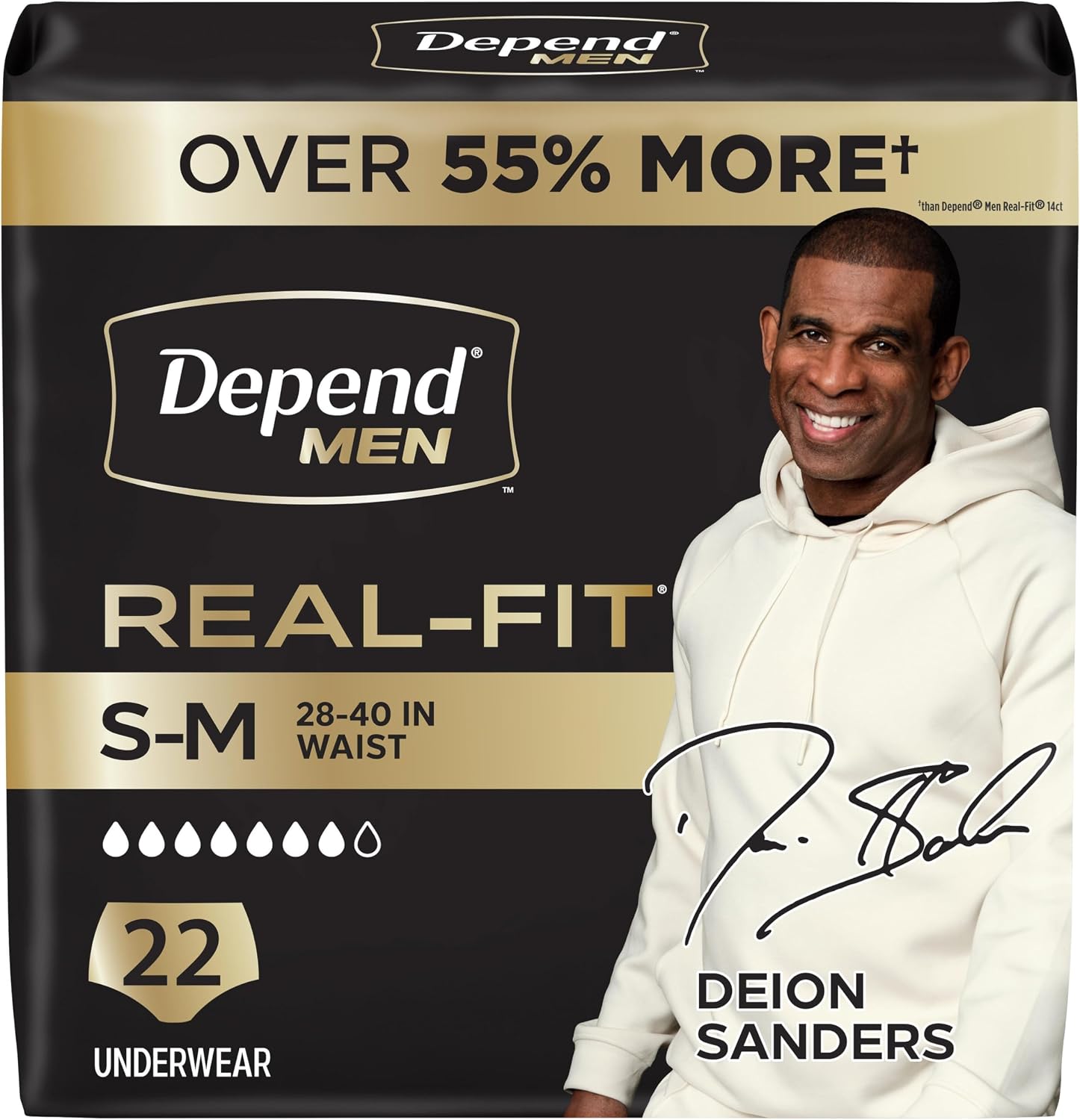 Depend Real Fit Adult Diapers, Incontinence Underwear for Men, Disposable, Maximum Absorbency, Small/Medium, Grey, 56 Count (2 Packs of 28), Packaging May Vary