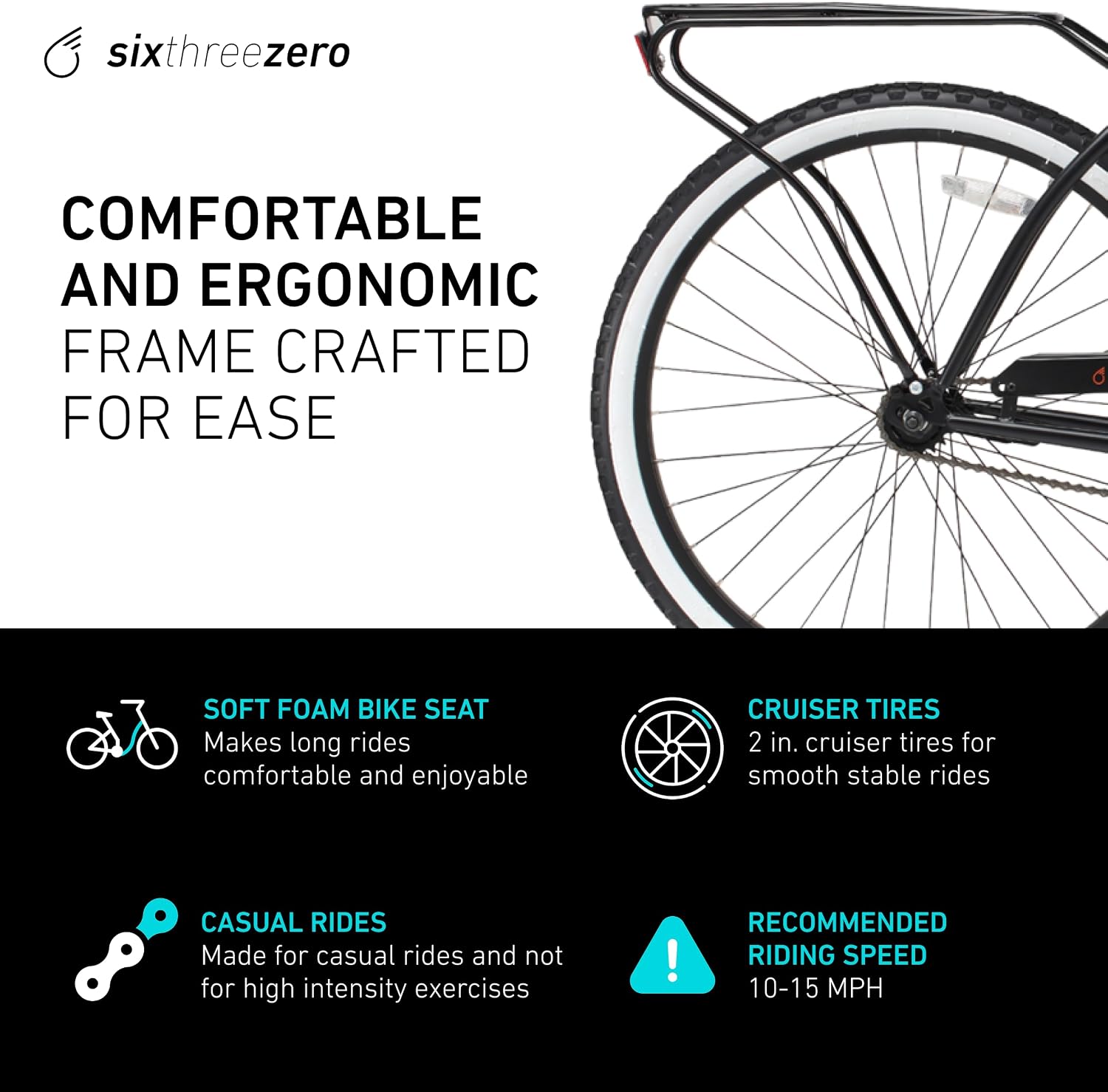 sixthreezero Around The Block Men's Beach Cruiser Bike, Hybrid Bicycle with Rear Rack