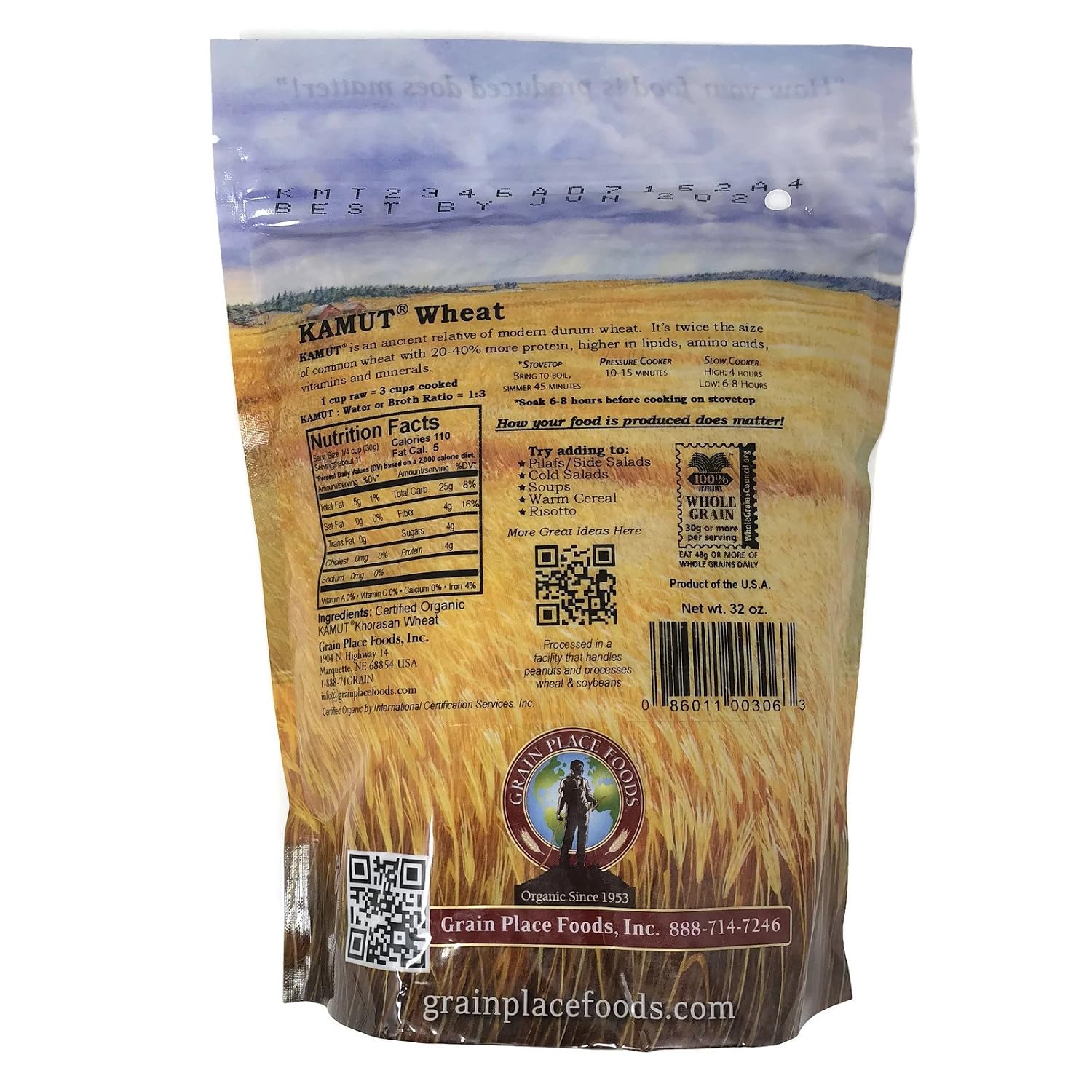 Organic Kamut® Khorasan Wheat Berries – 2 lb Bag – Whole Grain Ancient Wheat | Non-GMO, No Salt, Sugar