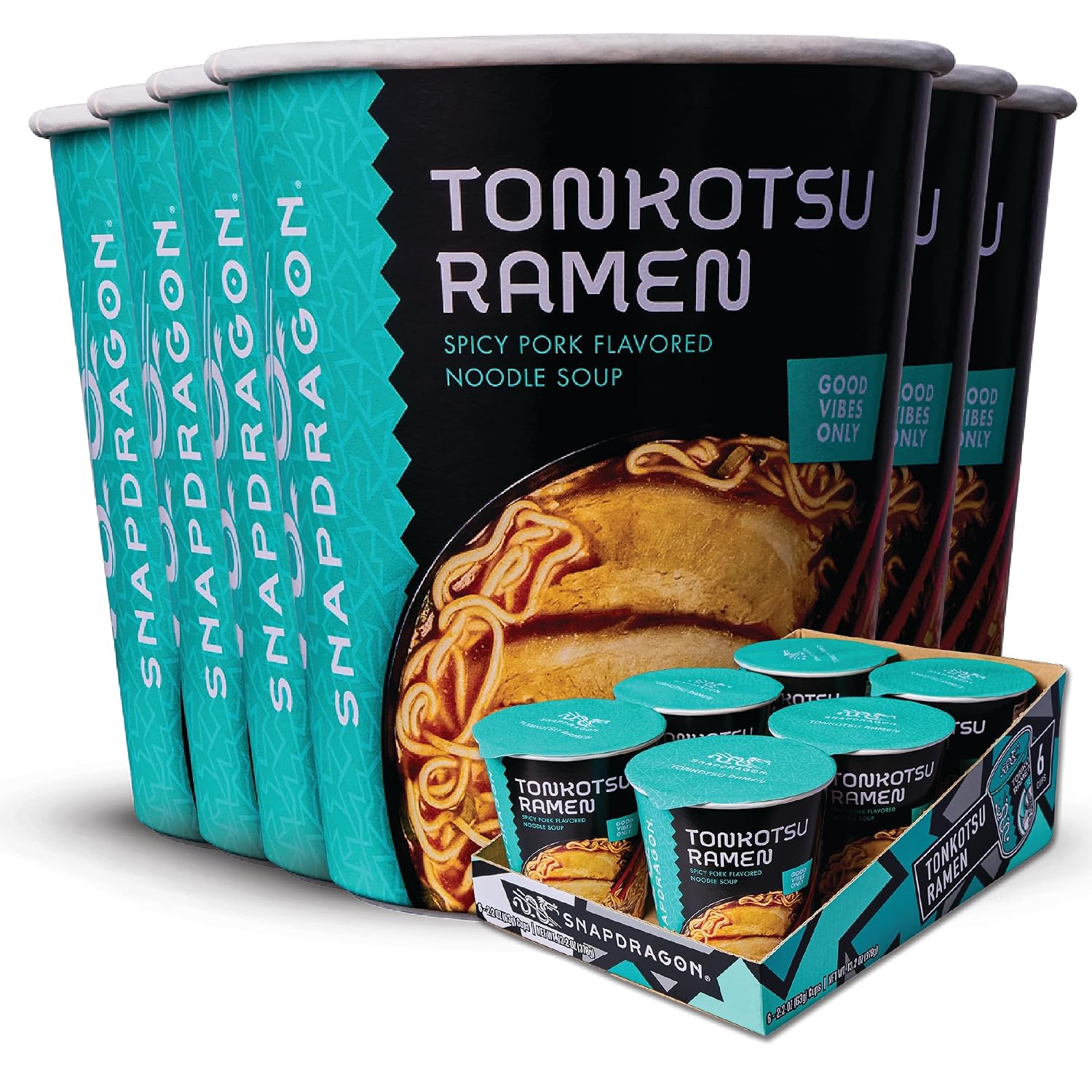 Snapdragon Miso Ramen Cup Noodles - 6 Pack Instant Ramen Bowl with Authentic Wheat Noodles, Soup Sauce Base