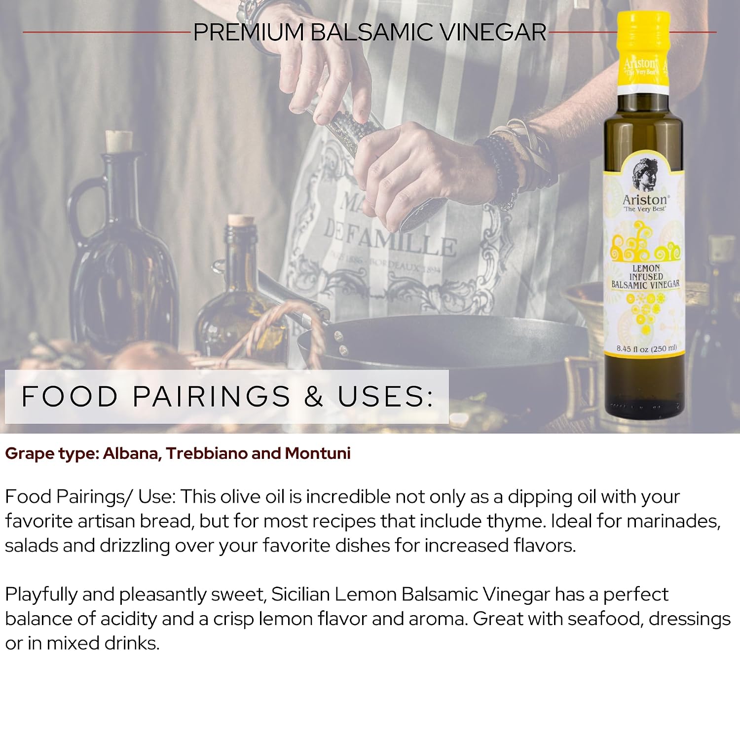 Ariston Aged Balsamic Vinegar of Modena, Traditional Flavored, 16.9 Fl Oz | Organic Gourmet Italian Vinegar, Oak Barrel Aged, Perfect for Salads, Pasta & Finishing Dishes, No Added Sugar, Vegan