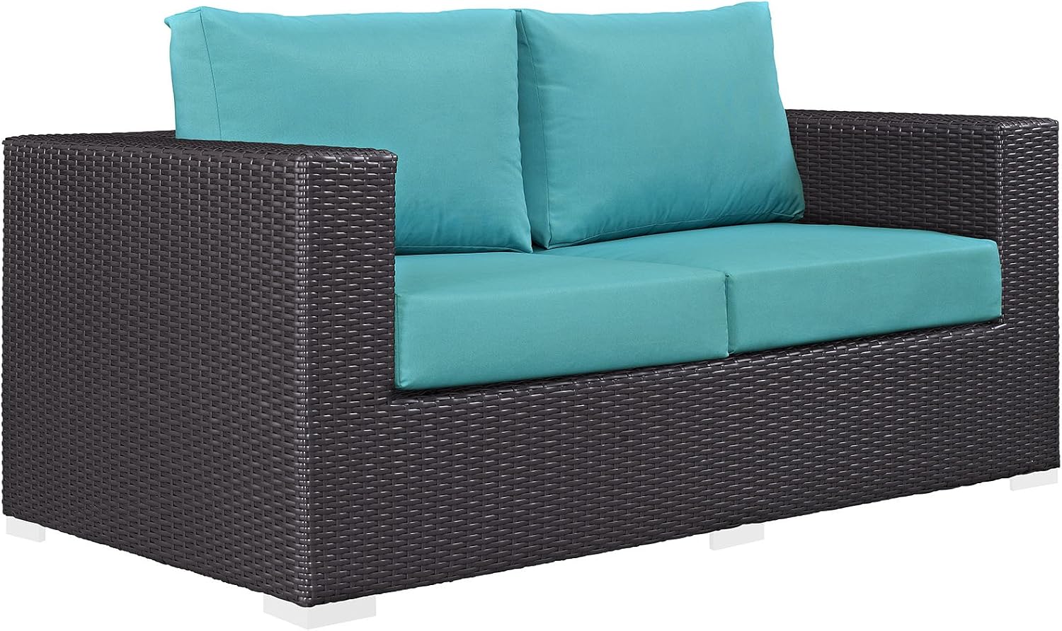 Modway Convene Wicker Rattan Outdoor Patio Loveseat in Espresso White