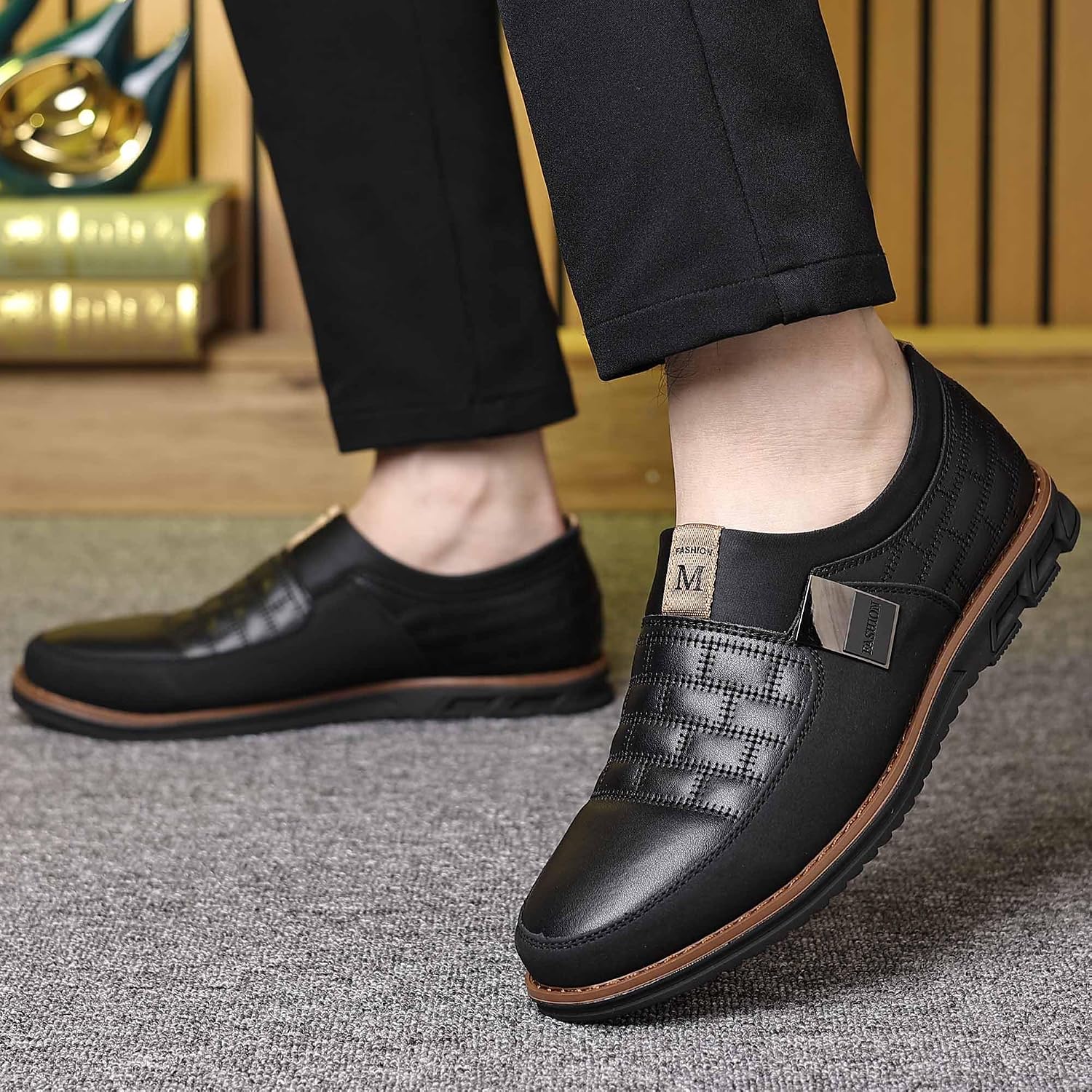 COSIDRAM Mens Casual Shoes Dress Sneakers Loafers Comfort Walking Shoes | Lightweight slip-on for hassle-free wear. Cloud-like comfort, sock-friendly fit for daily & semi-formal occasions.