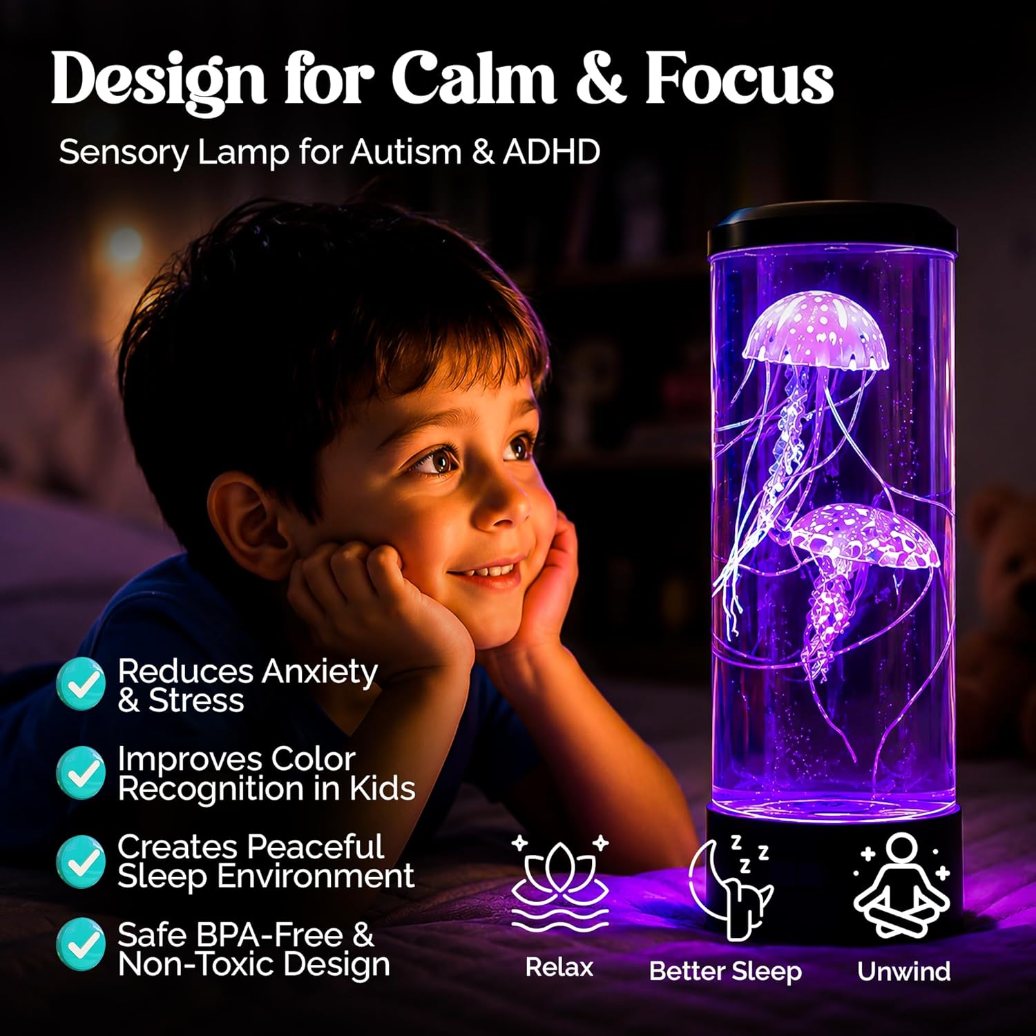Brewish Jellyfish Lamp, 16 Color Options, 4 Mode Lifelike Jellyfish Aquarium, Electric Jellyfish LED Night Light, Fake Aquarium, Home Decor