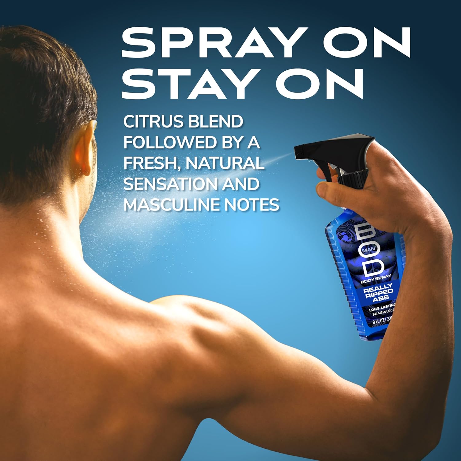BOD man Fragrance Body Spray, Fresh Blue Musk, 8 fl oz