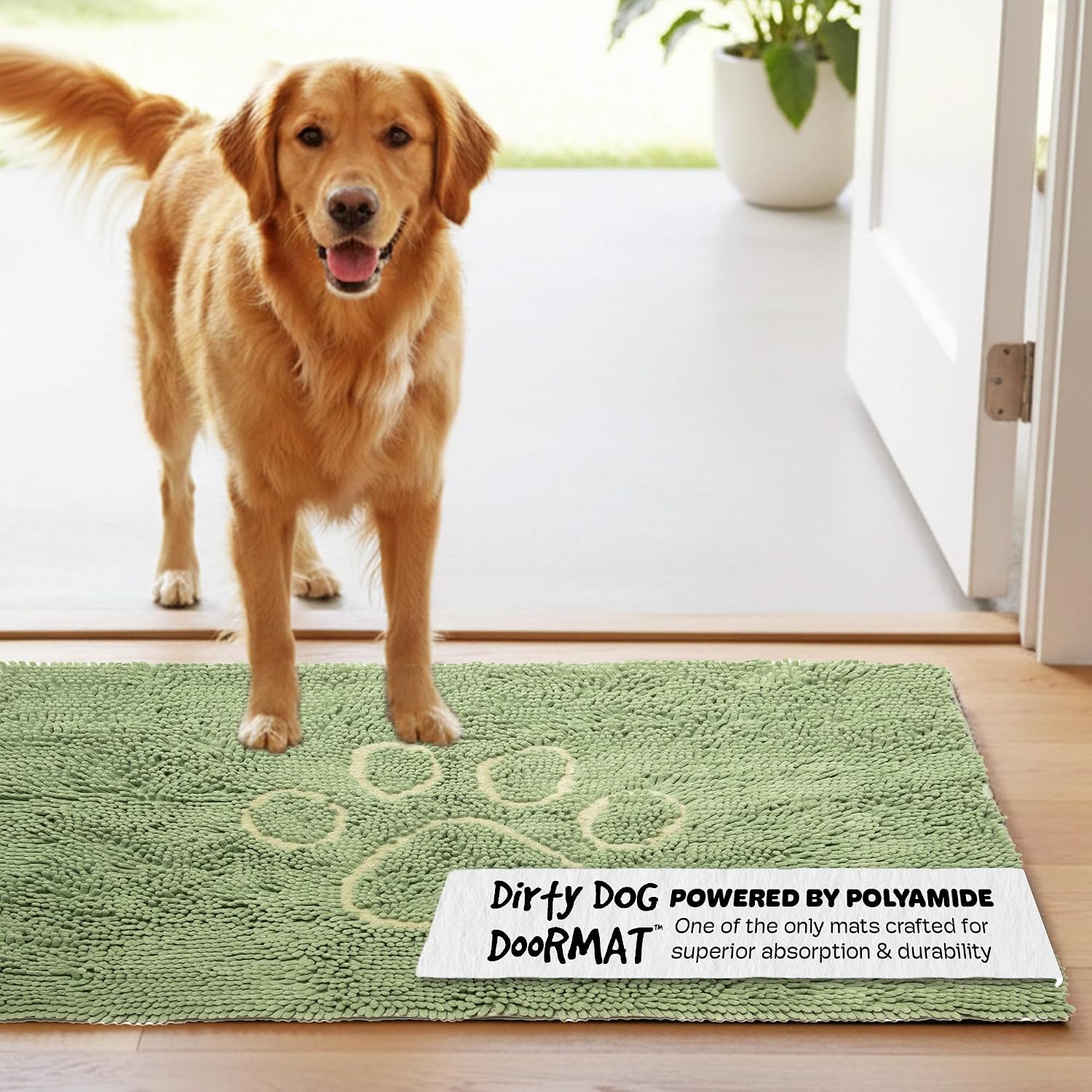 Dog Gone Smart Dirty Dog Doormat - Fast Drying Rug with Super Gripper Backing for Clean Floors - Super Absorbent and Machine Washable Mat for Muddy Paws - Grey