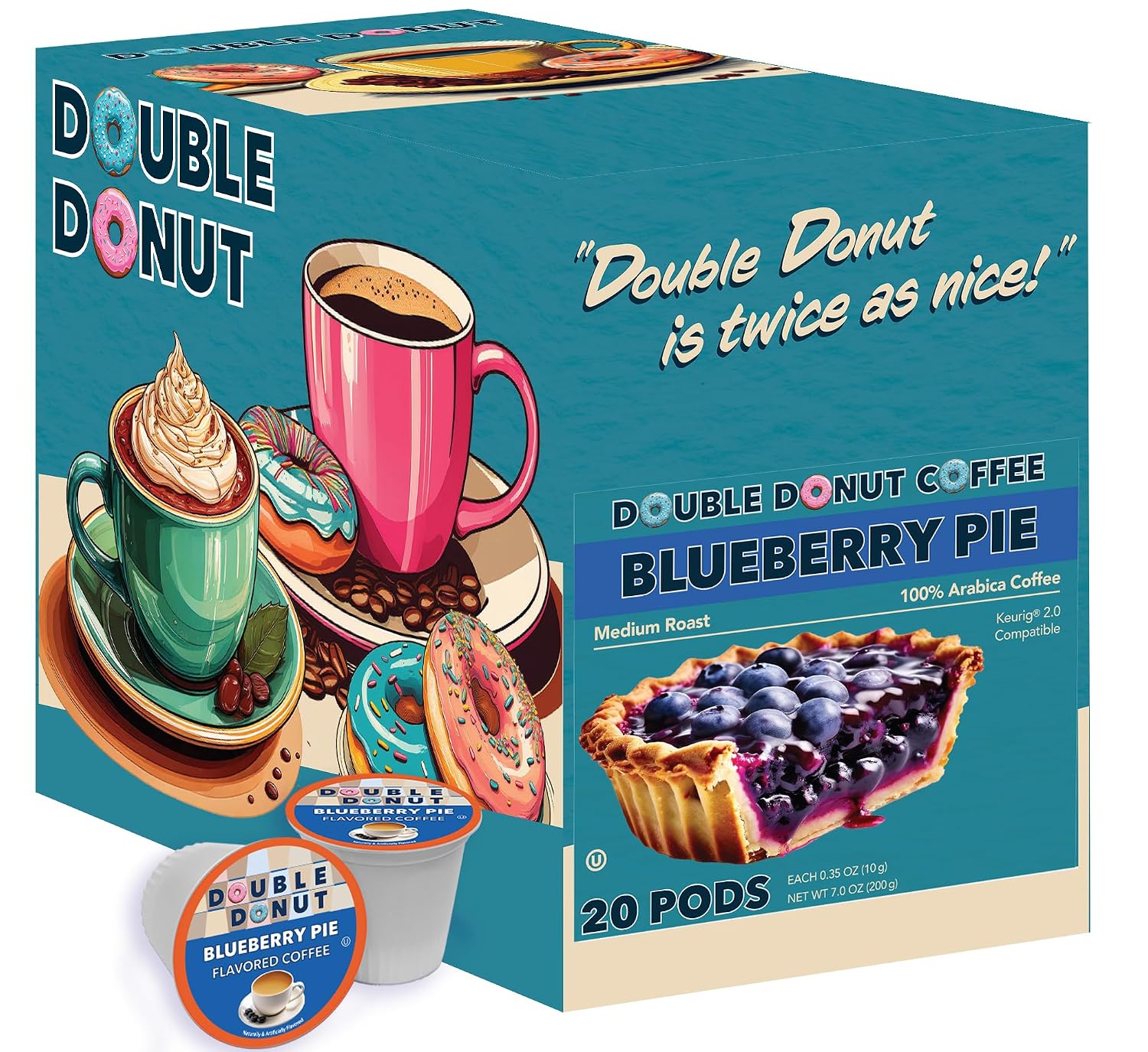 Double Donut Coffee Breakfast Blend Coffee Pods, Light Roast Coffee in Recyclable Single-Serve Pods for Keurig K Cups Brewer Machines, 80 Count Bulk Pack, original version