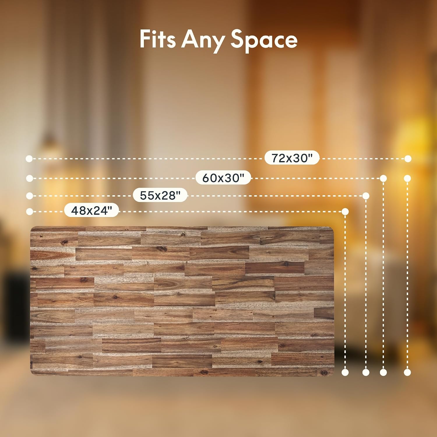FLEXISPOT Acacia Solid Wood 55"x28" Butcher Block Desktop, Walnut | Acacia Solid Wood, Thick Beveled Edge, For Standing Desk, Office Table, Workbench, DIY Furniture Projects
