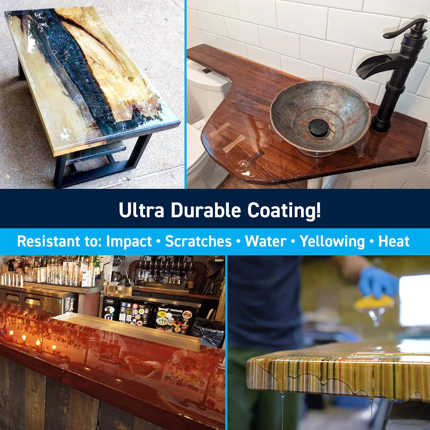 TotalBoat Table Top Epoxy Resin - 1 Gallon Kit for Bars and Countertops | Two-Part Epoxy Coating for Bars and Tables, Woodworking, and Resin Art
