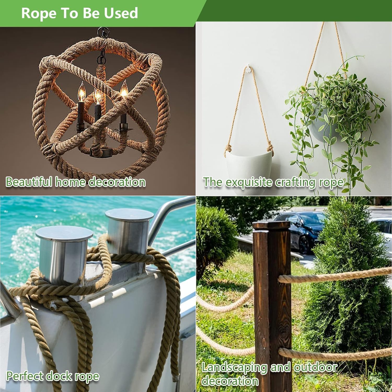 Jute Rope 1 in x 100 ft Thick Twisted Manila Ropes Natural Hemp Rope for Swing Bed, Railing, Crafts, Docks, Tug of War, Decorating, Nautical, Landscaping, Hammock