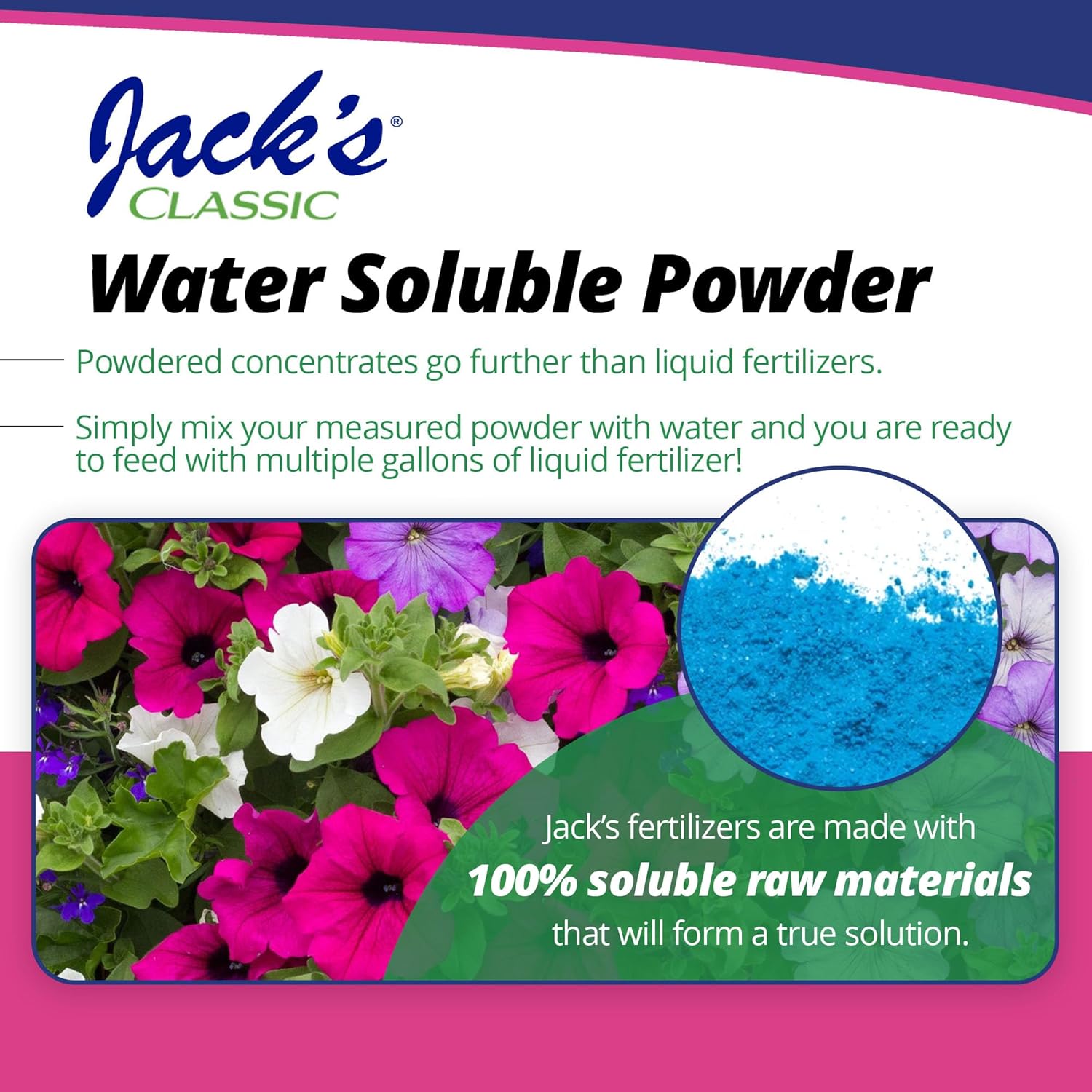 Jack's Classic 20-6-22 Petunia Feed Water-Soluble Fertilizer, 4lb | Powdered, Targeted Micronutrient Package, Promotes Lush Green Iron-Loving Plants and Annuals, Liquid Root & Foliage Feeding