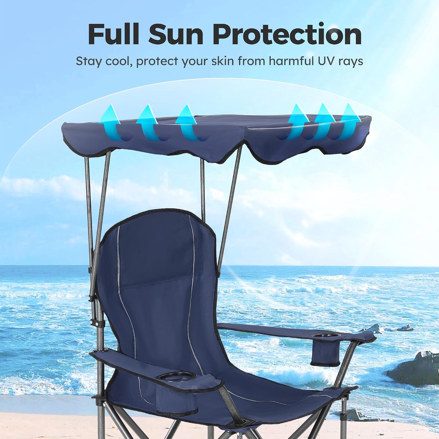 ALPHA CAMP Heavy Duty Canopy Camping Chairs with Adjustable Sunshade | Heavy duty 400 LBS, Steel Frame, Sturdy, Ergonomic,600D Oxford fabric ,Phone holder Cup holder,Carry Bag,Easy to set up