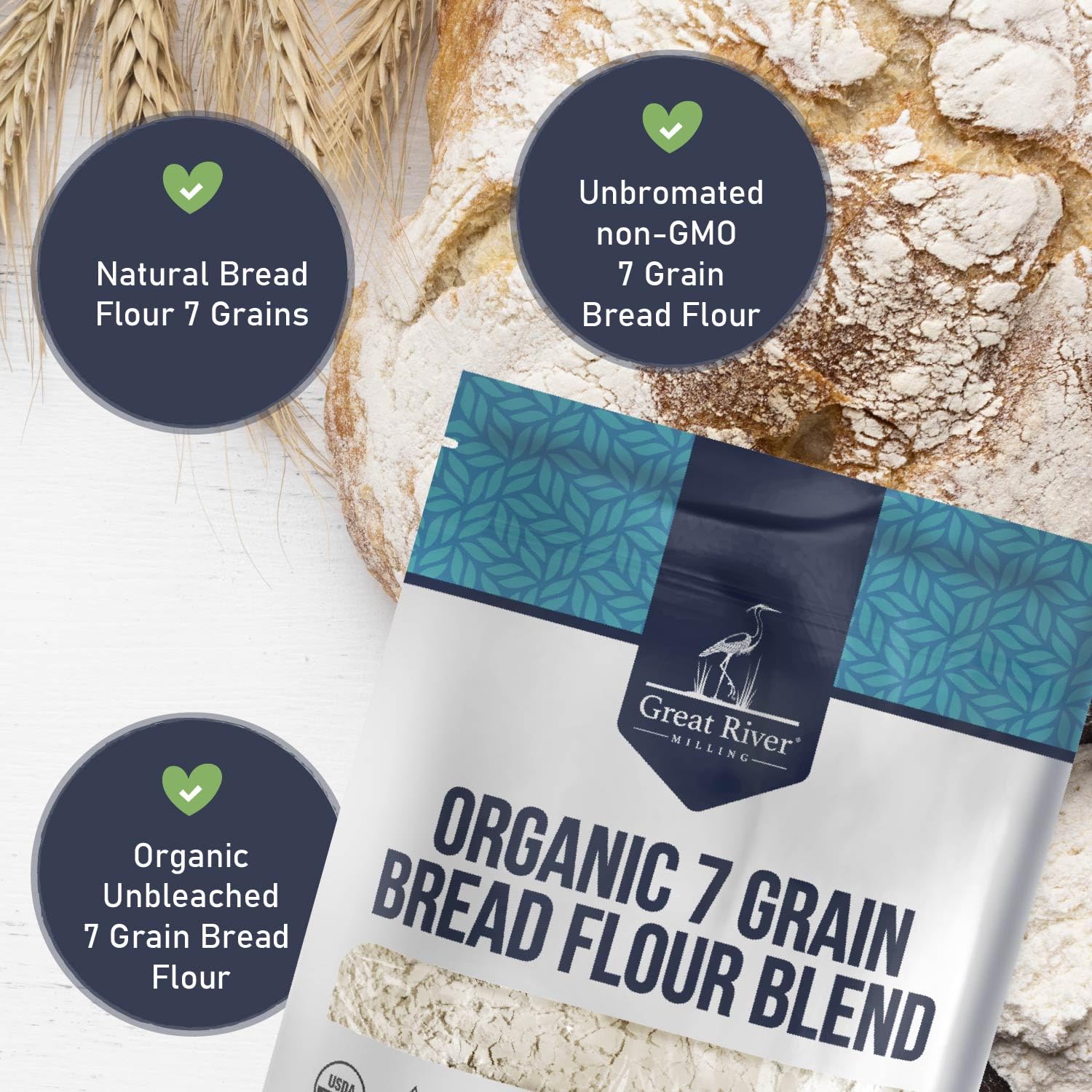 Great River Milling Organic 7 Grain Bread Flour, 25 lb